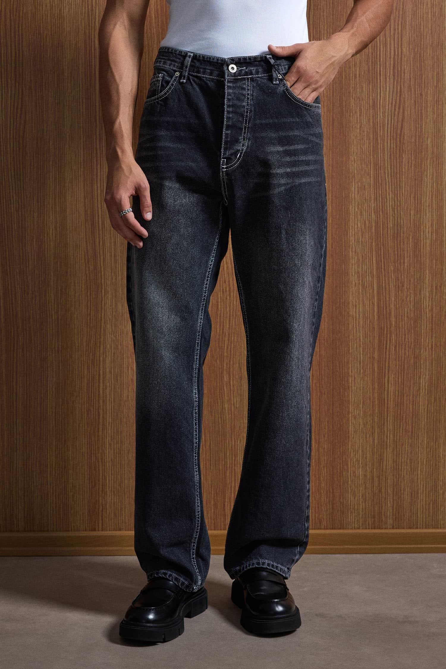 Erkek Baggy Fit Jean Siyah