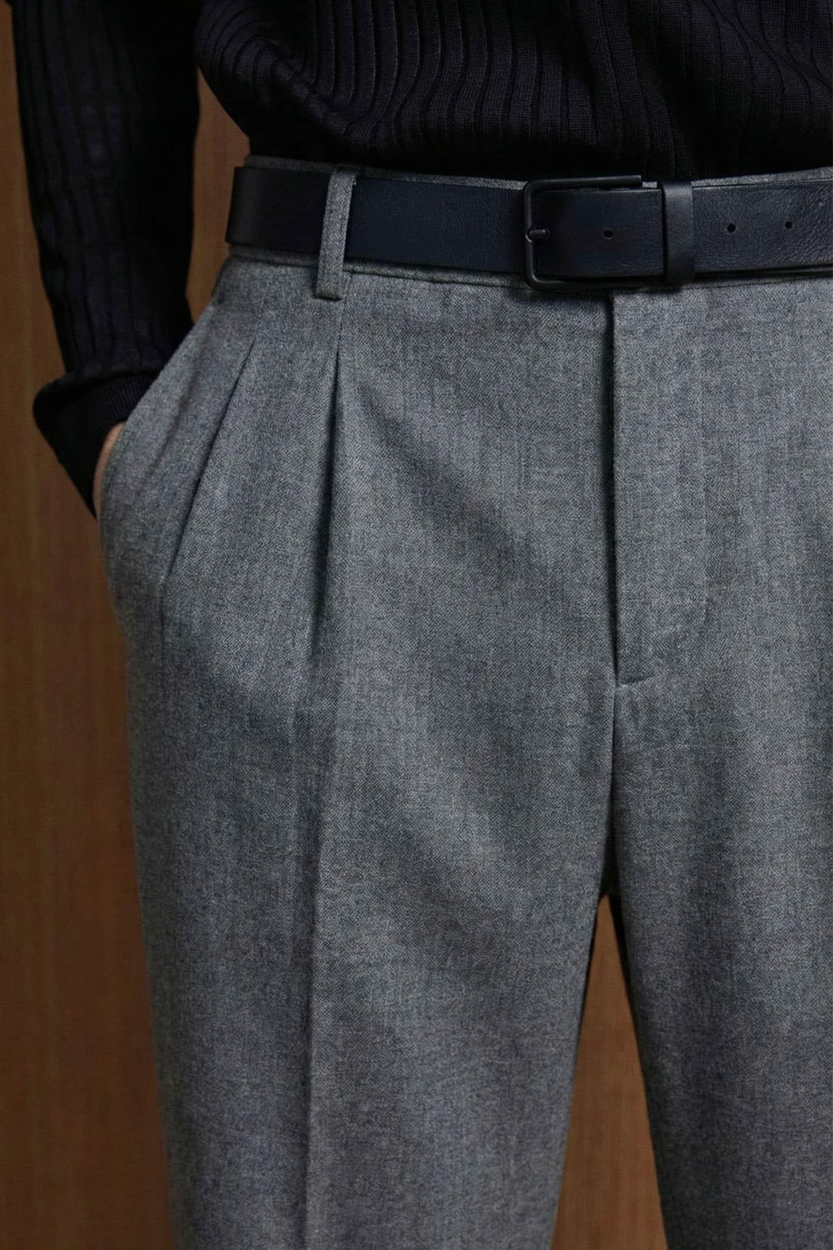 Erkek Baggy Fit Kumaş Pantolon Antrasit