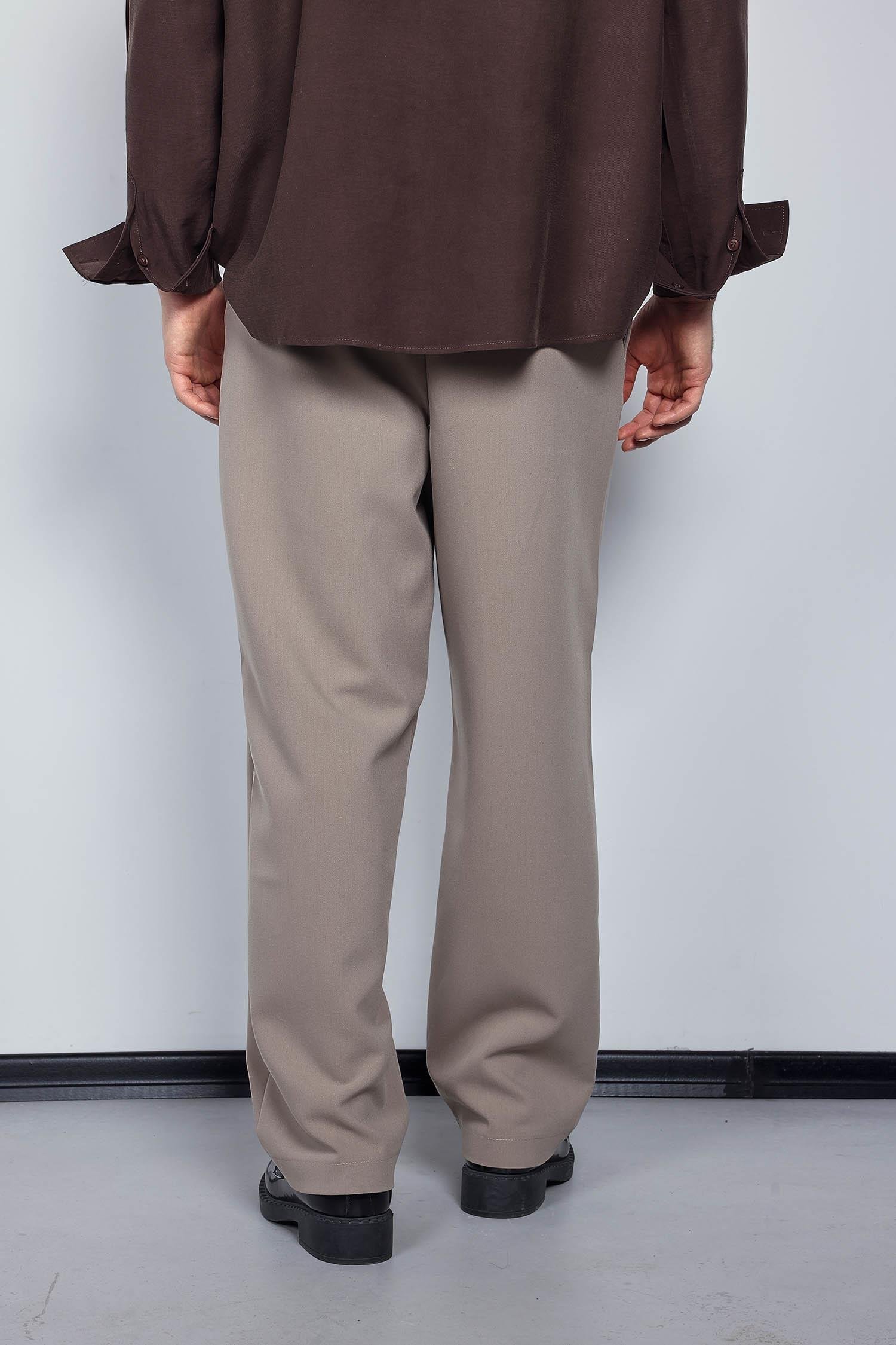 Erkek Baggy Fit Kumaş Pantolon Bej