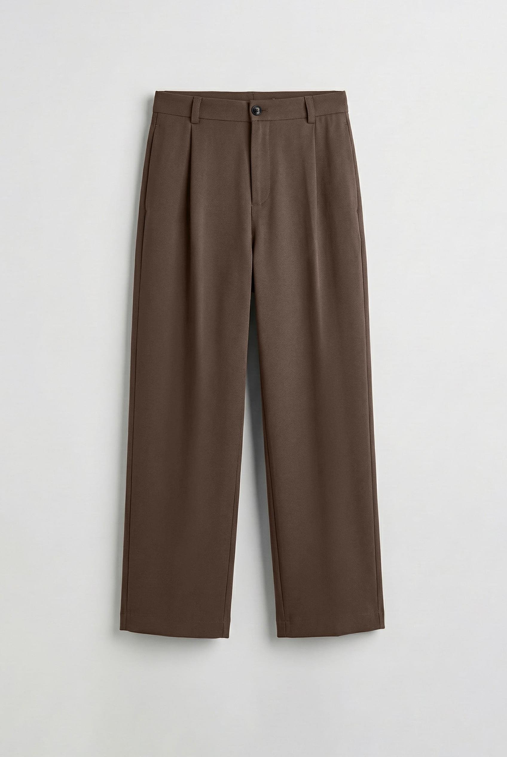 Erkek Baggy Fit Kumaş Pantolon Kahve