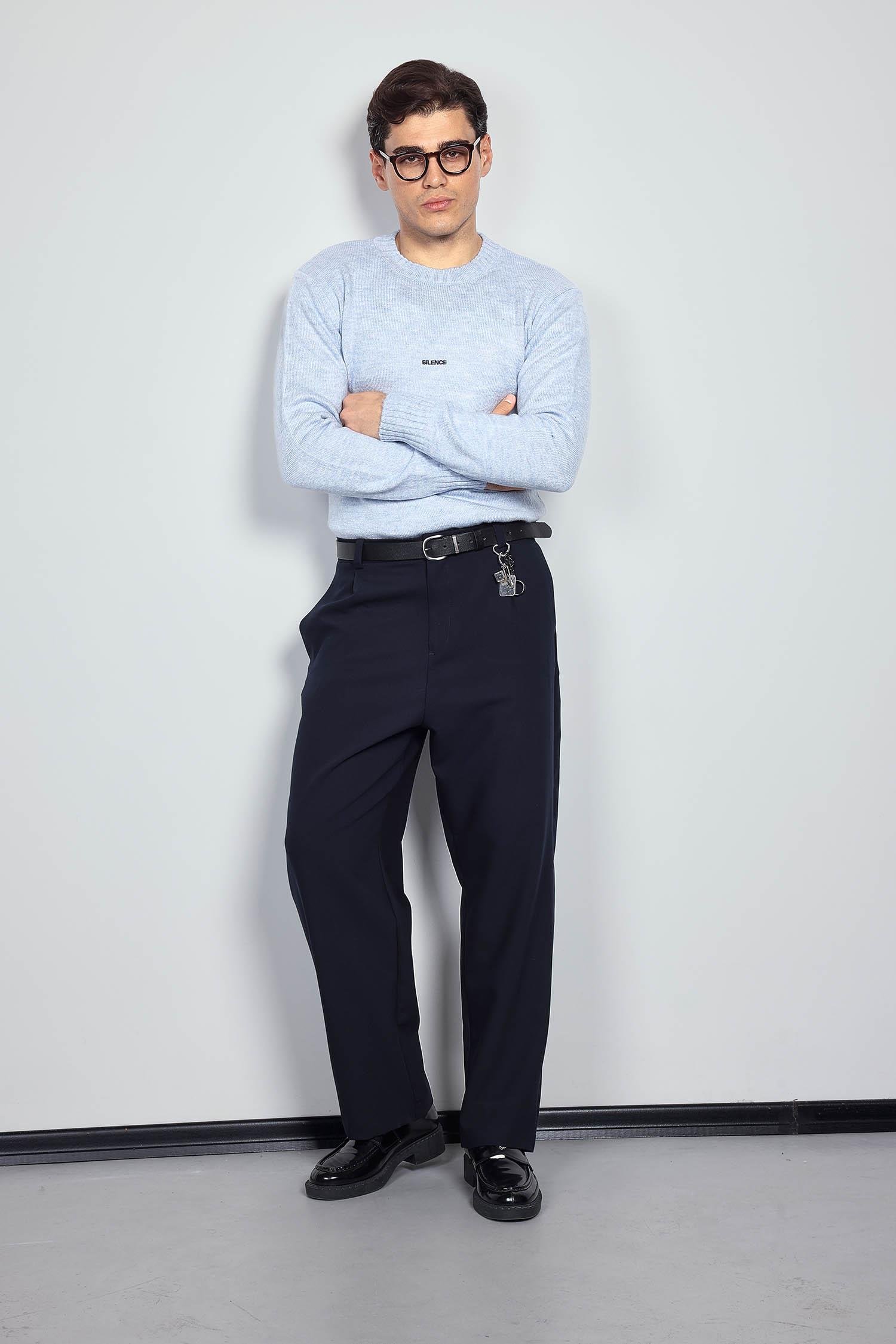 Erkek Baggy Fit Kumaş Pantolon Lacivert