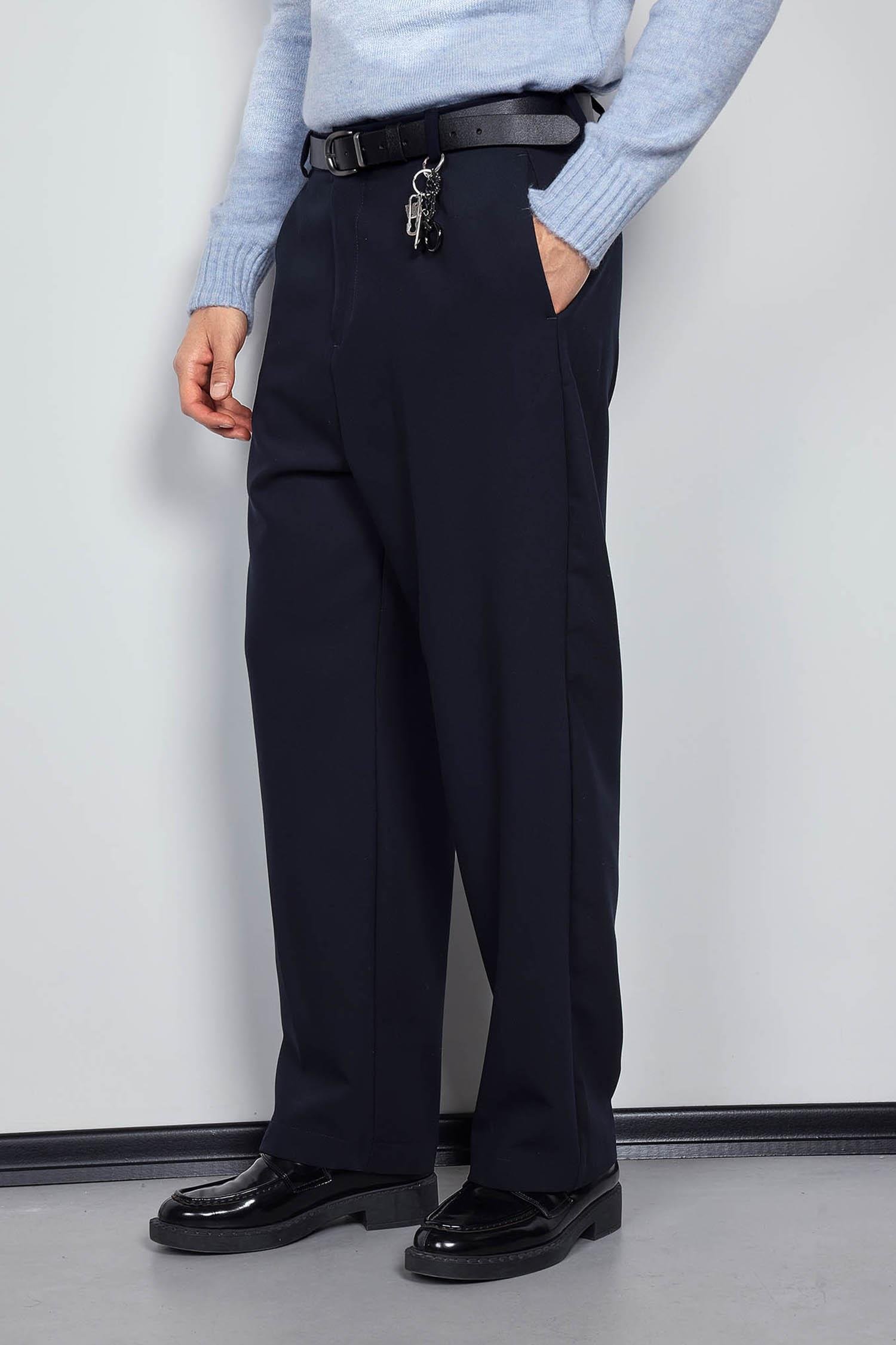 Erkek Baggy Fit Kumaş Pantolon Lacivert