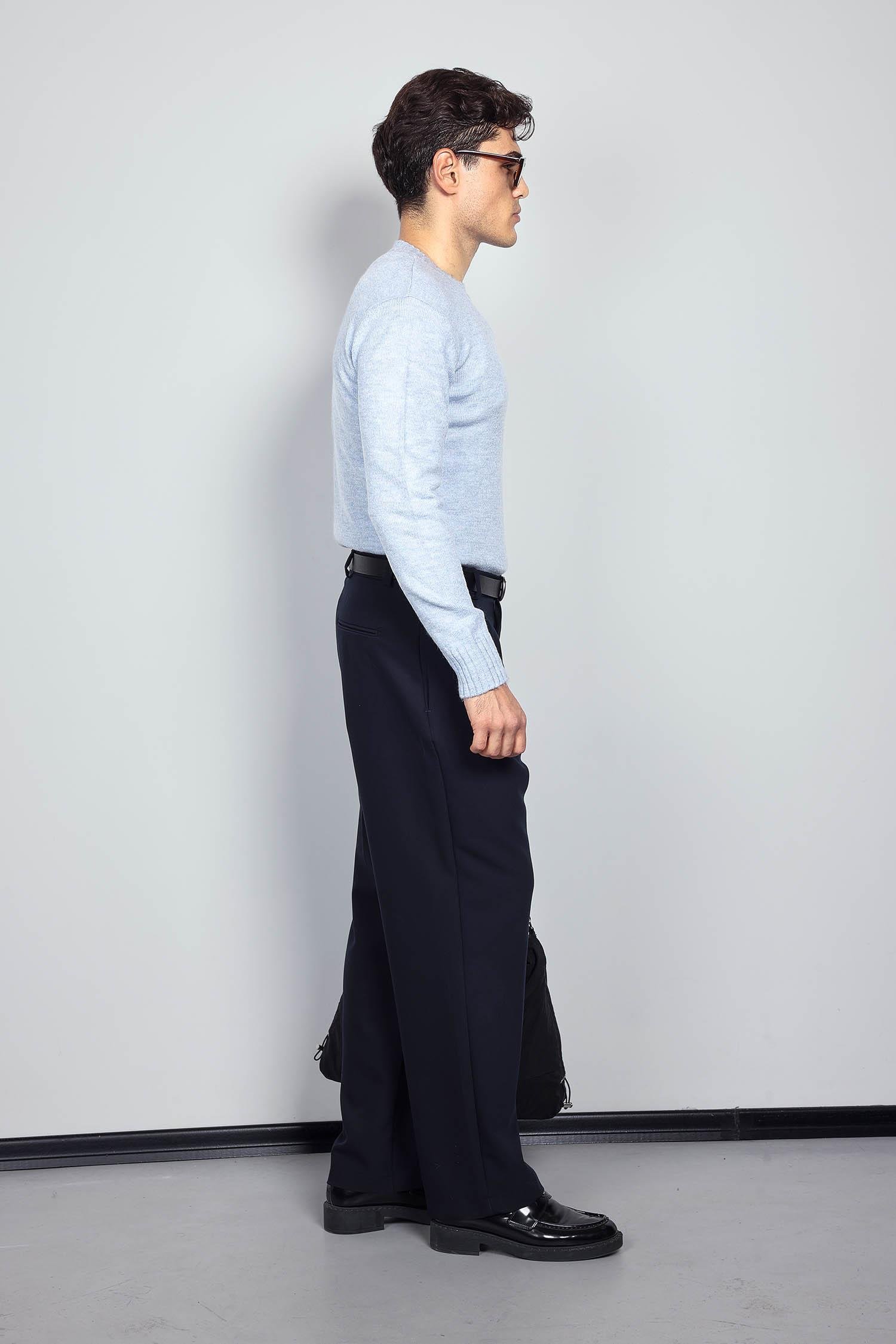 Erkek Baggy Fit Kumaş Pantolon Lacivert