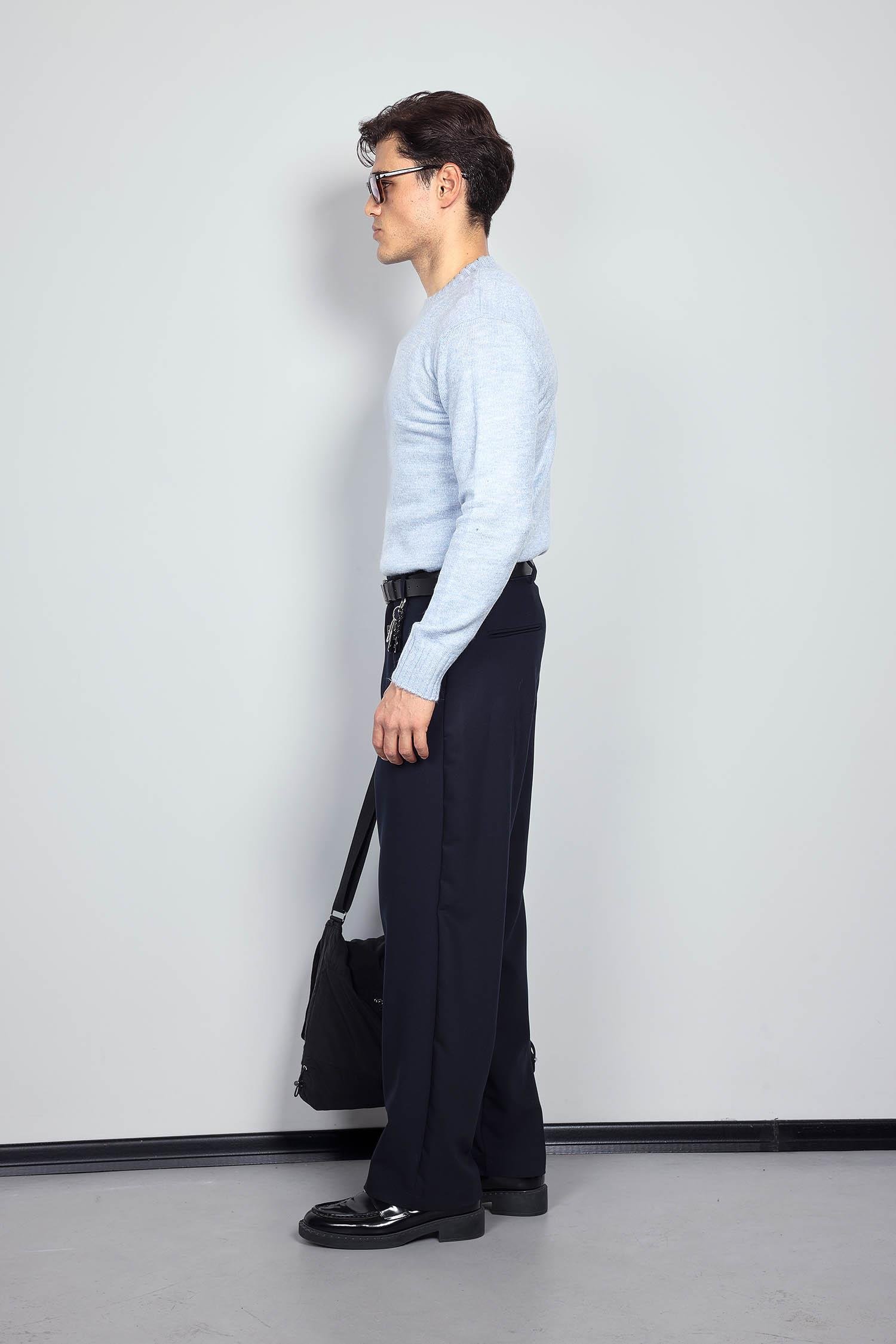 Erkek Baggy Fit Kumaş Pantolon Lacivert