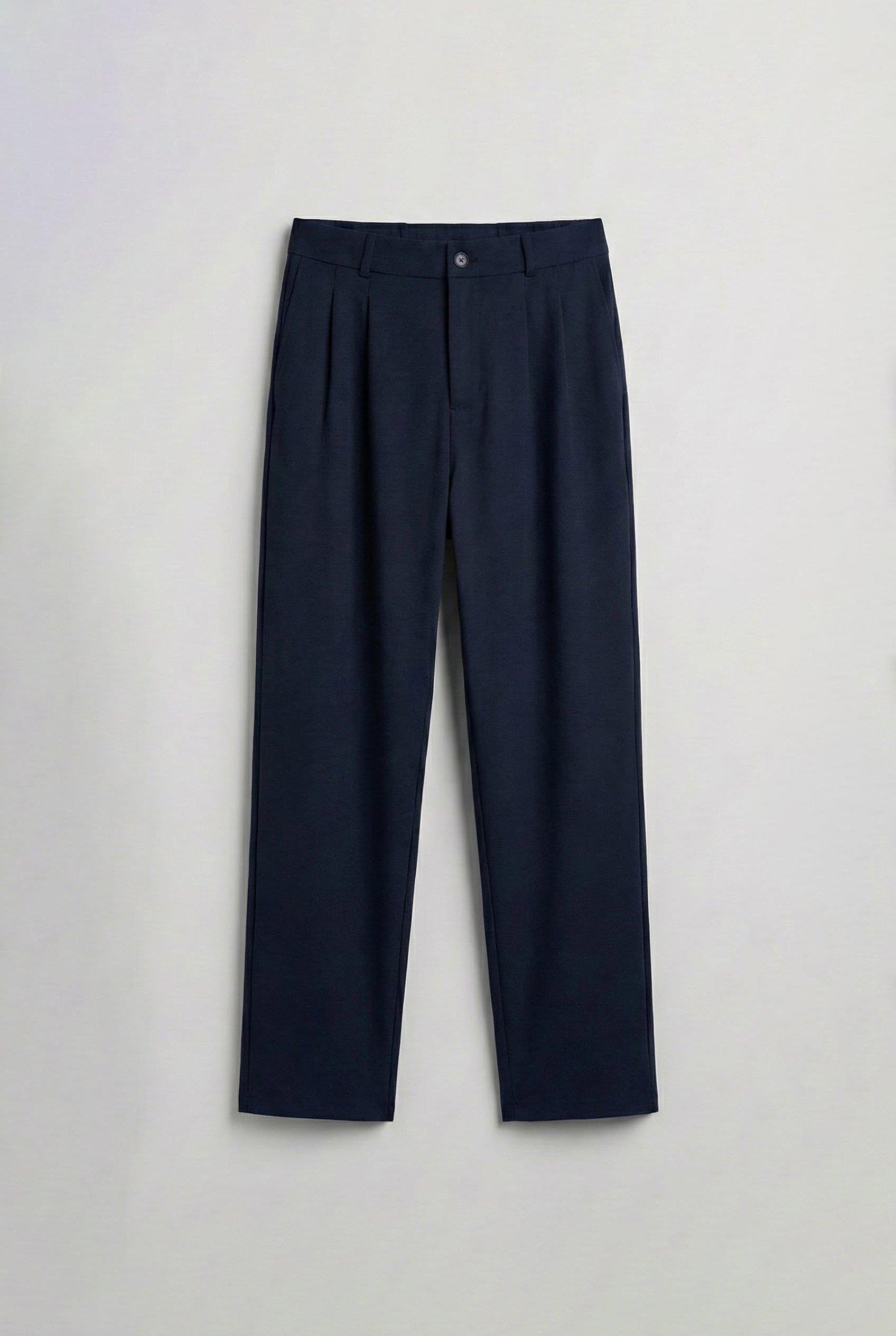 Erkek Baggy Fit Kumaş Pantolon Lacivert