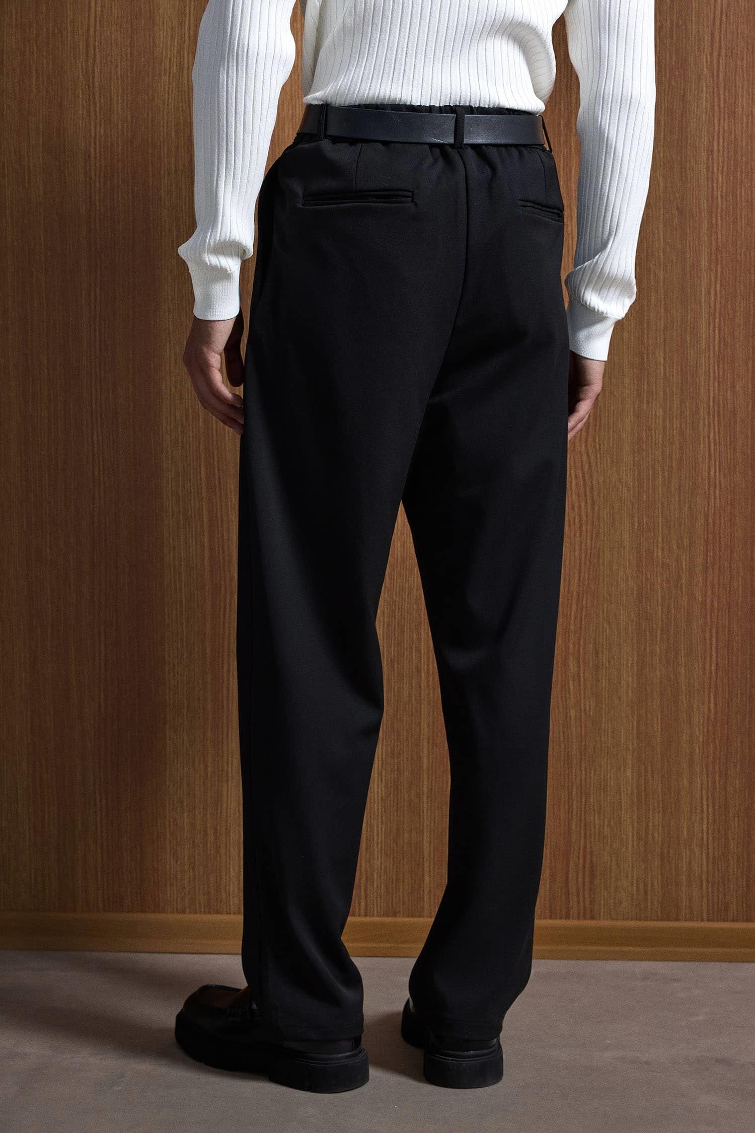 Erkek Baggy Fit Kumaş Pantolon Siyah