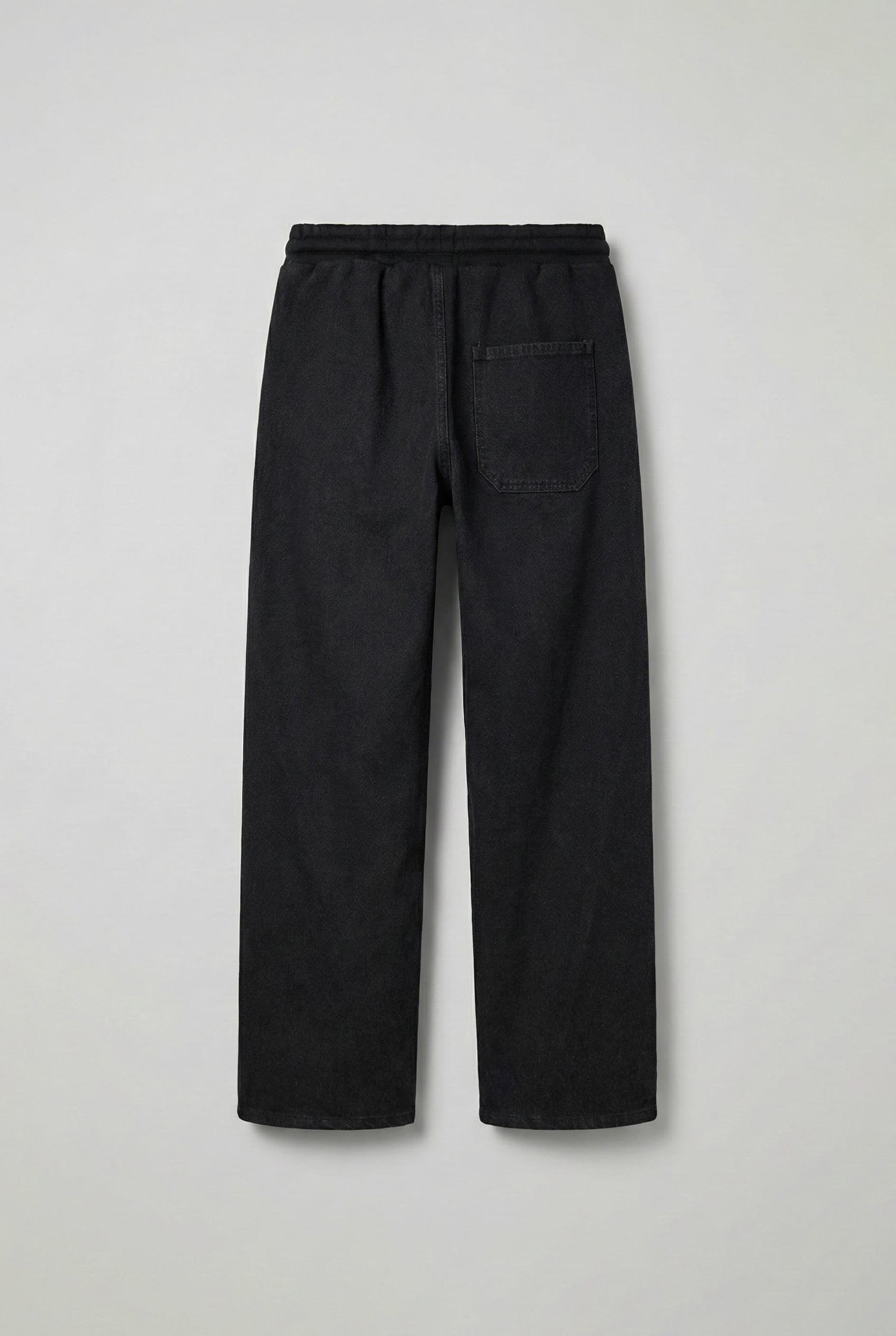 Erkek Baggy Fit Şerit Detaylı Duo Jean Siyah