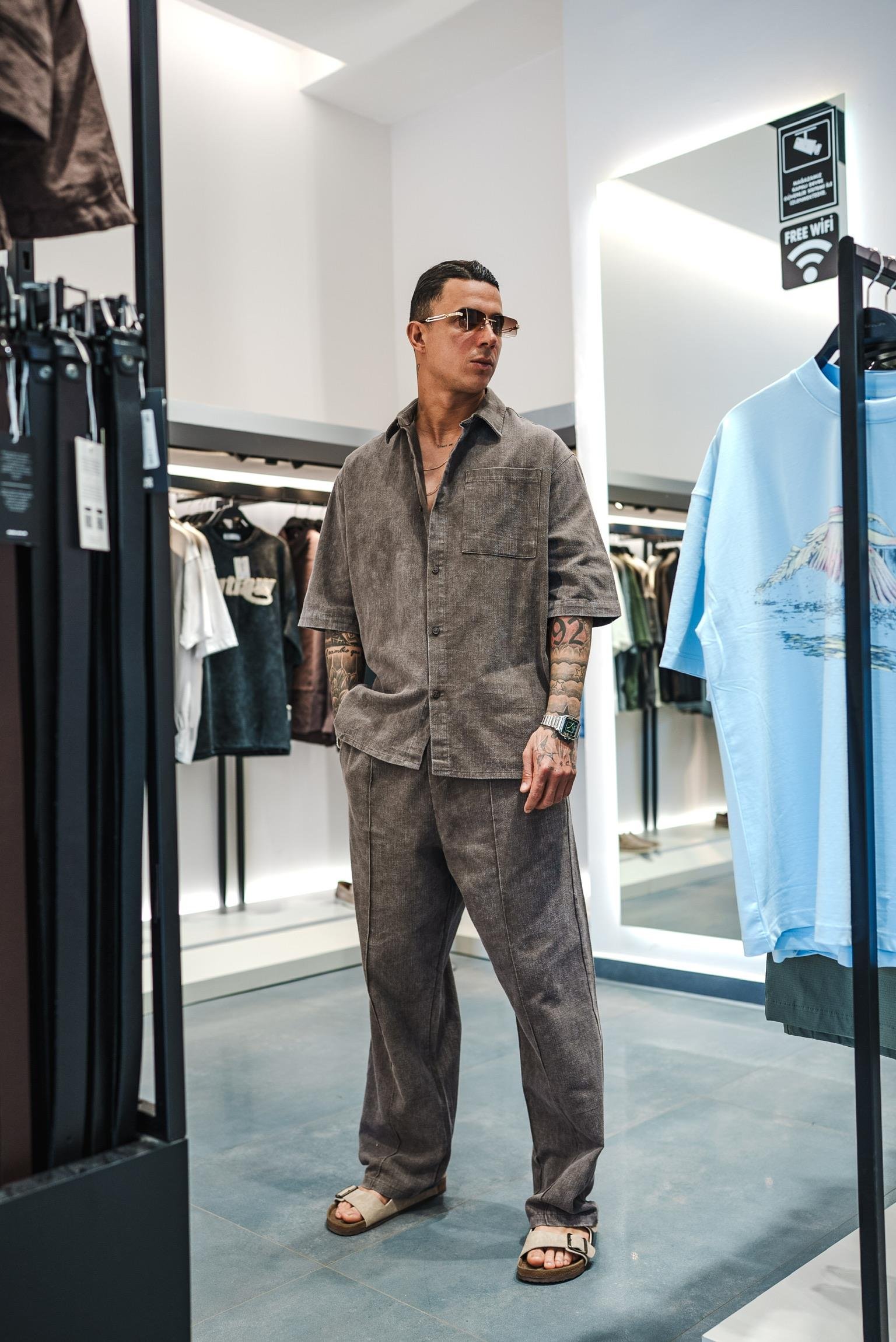 Erkek Baggy Fit Yıkamalı Beli Lastikli Pantolon Kahve