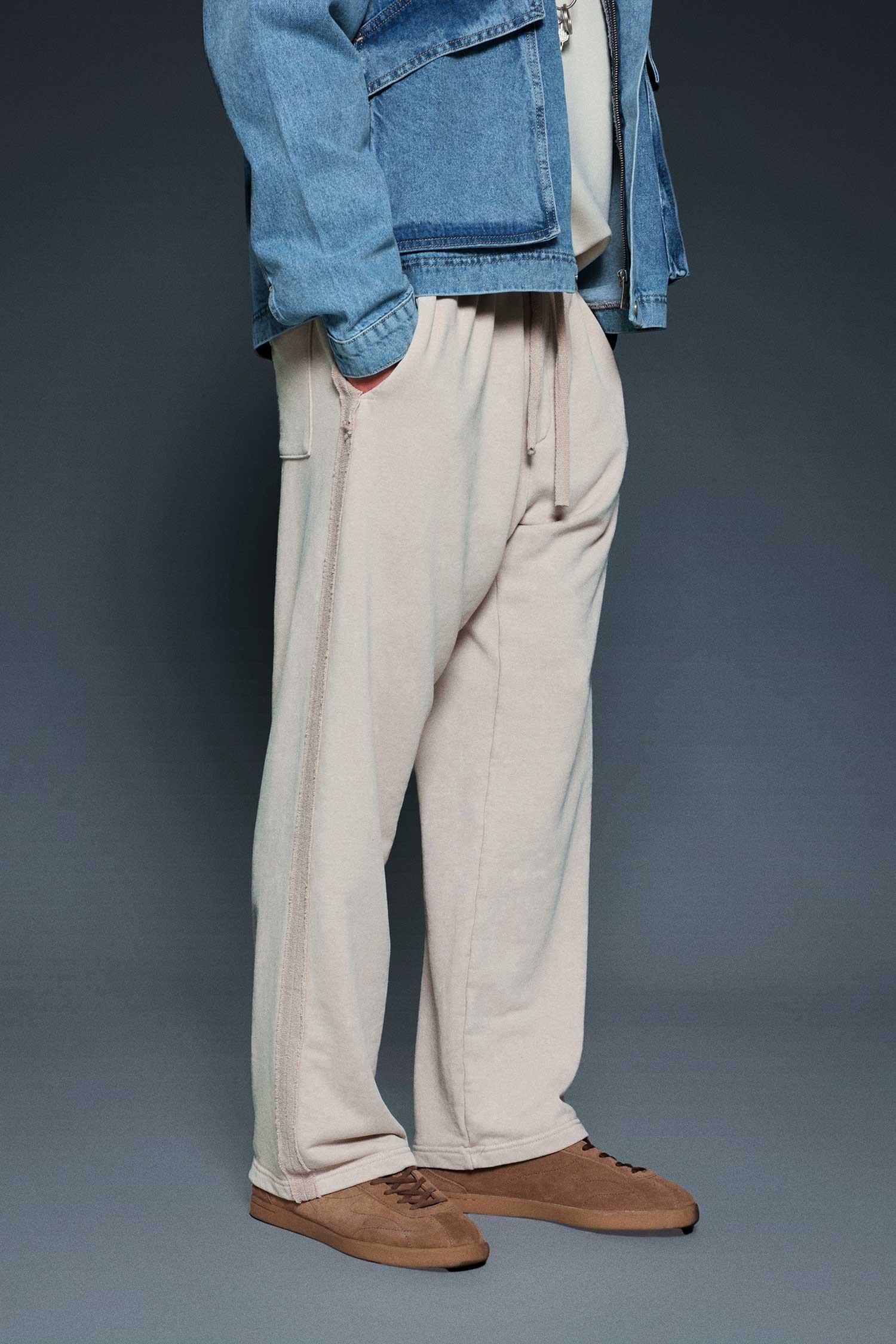 Erkek Baggy Fit Yıkamalı Jogger Pantolon Taş