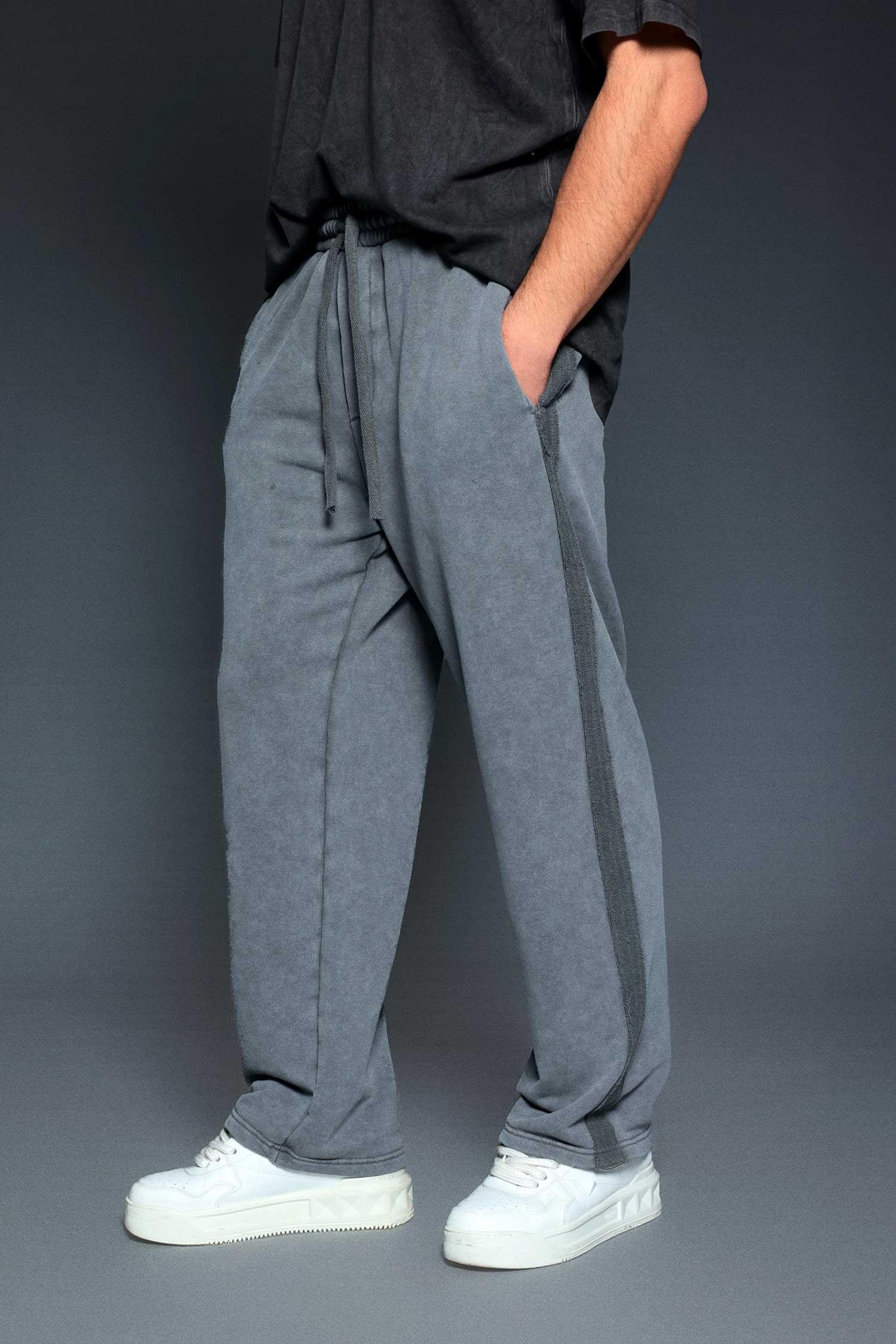 Erkek Baggy Fit Yıkamalı Jogger Pantolon Füme