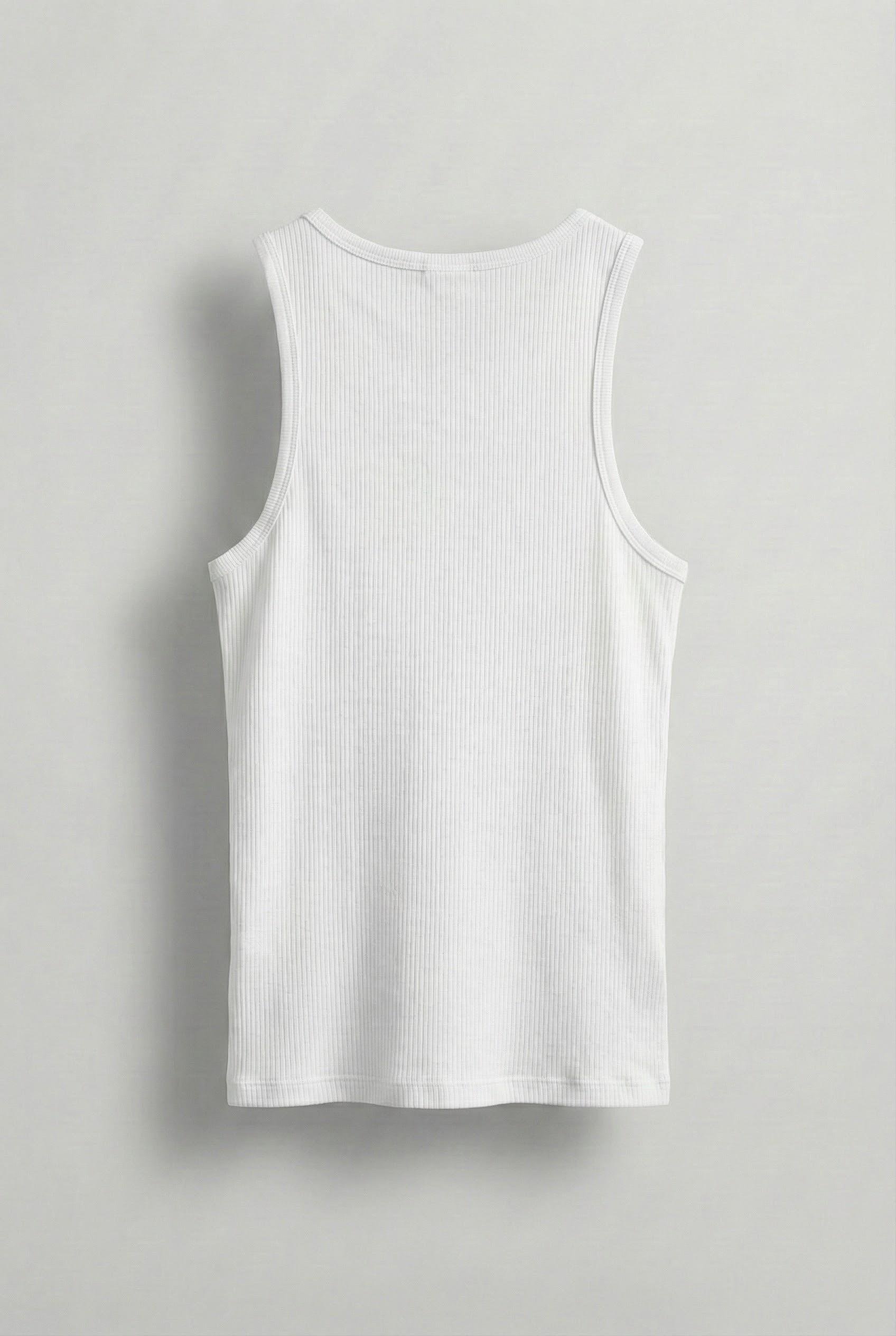 Erkek Basic Fitilli Kumaş Atlet Beyaz