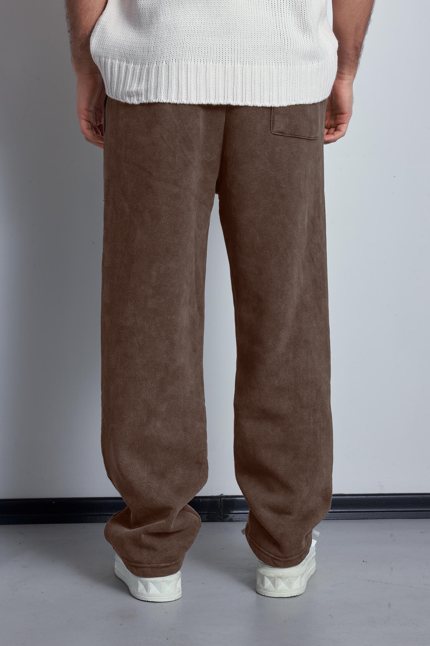 Erkek Baskılı Yıkamalı Baggy Fit Eşofman Kahverengi