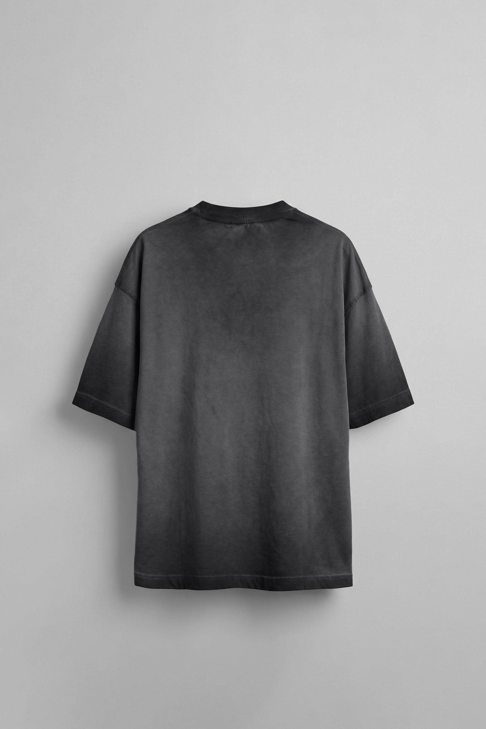 Erkek Baskılı Yıkamalı Oversize T-Shirt Siyah