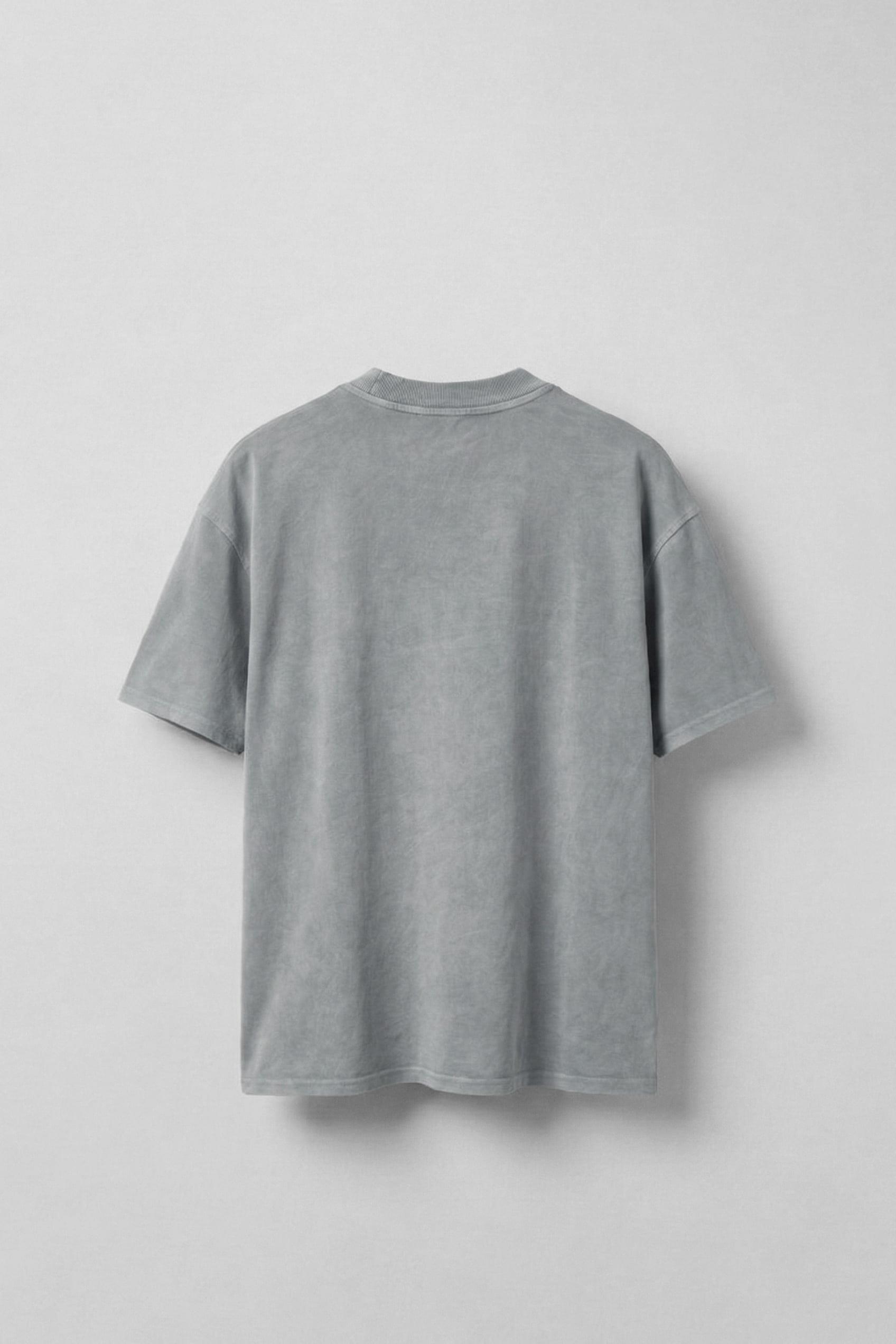 Erkek Baskılı Yıkamalı Premium Oversize T-Shirt Gri