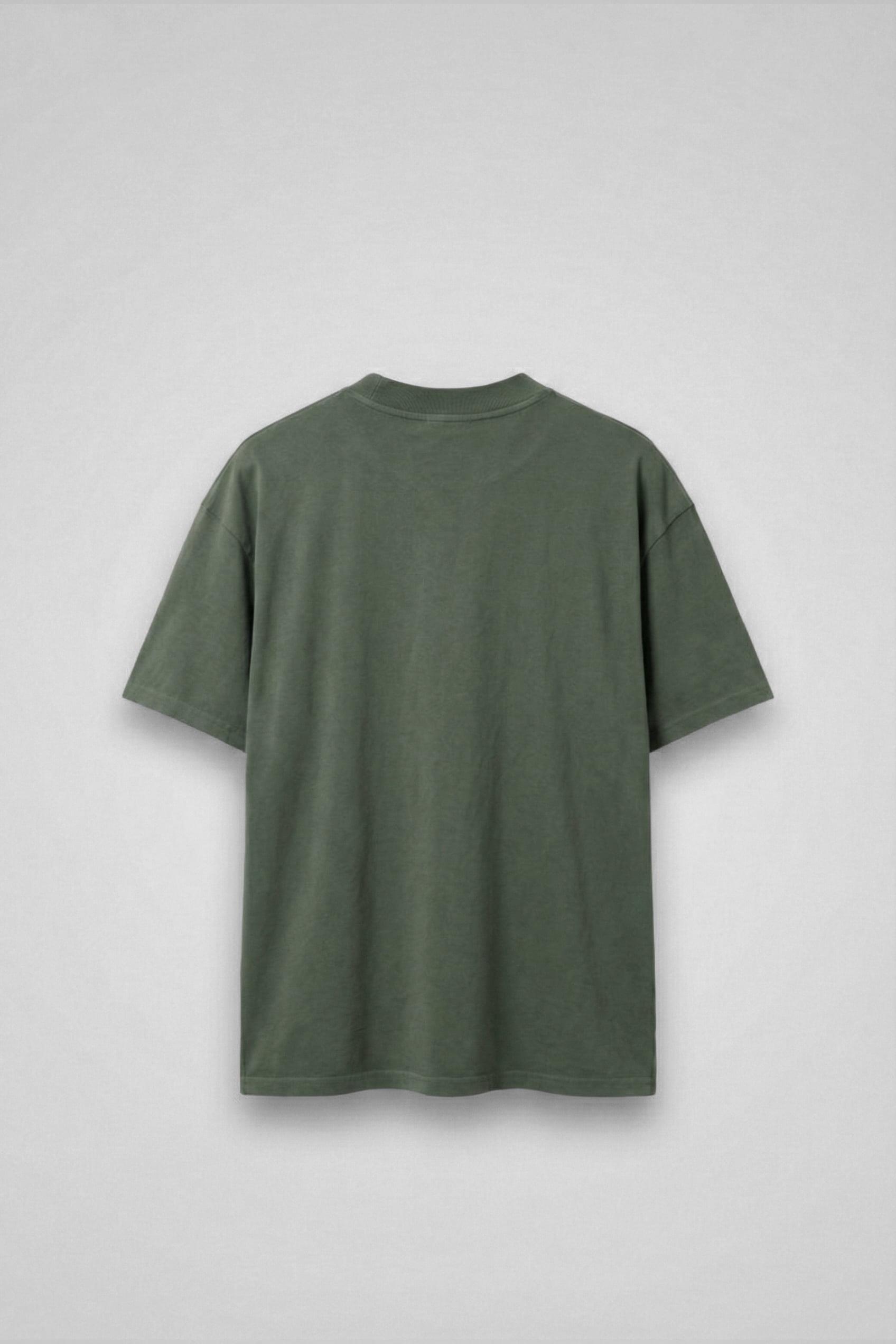 Erkek Baskılı Yıkamalı Premium Oversize T-Shirt Haki