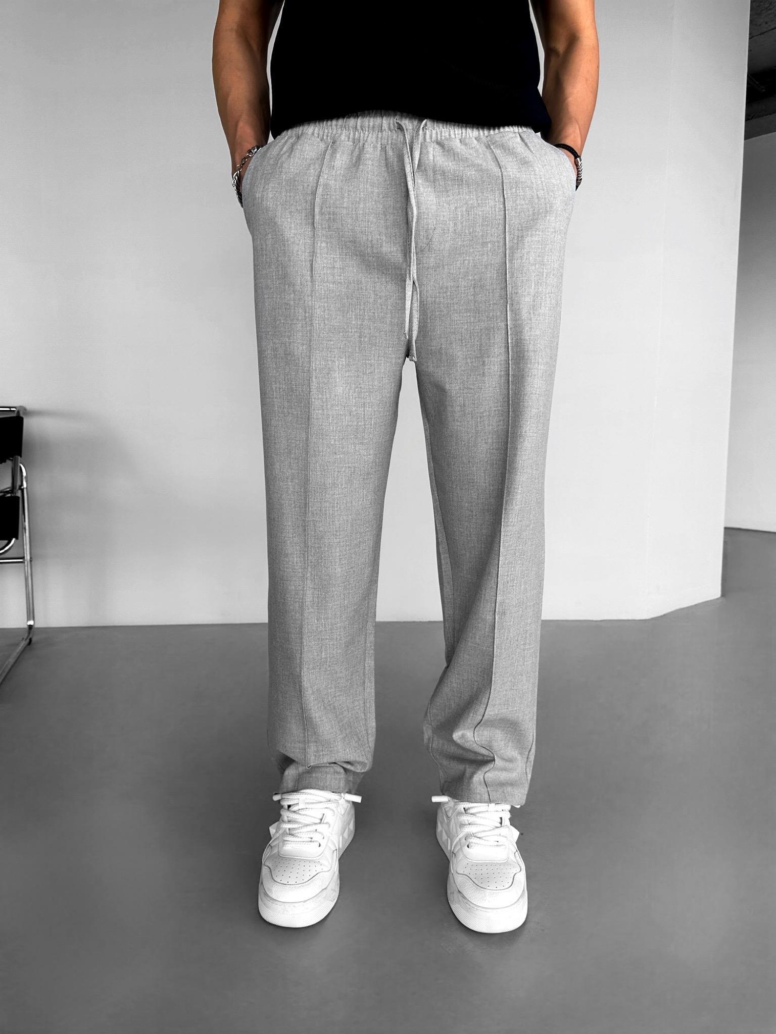 Erkek Beli Lastikli Baggy Pantolon Gri