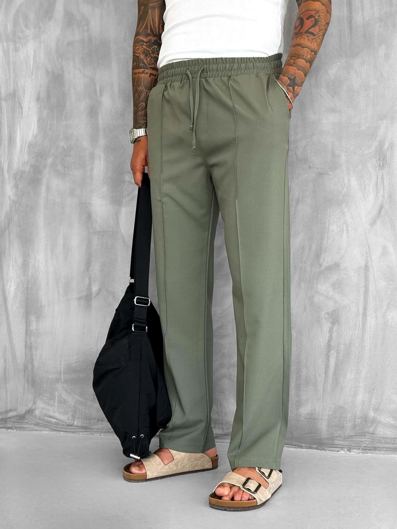 Erkek Beli Lastikli Baggy Pantolon Haki