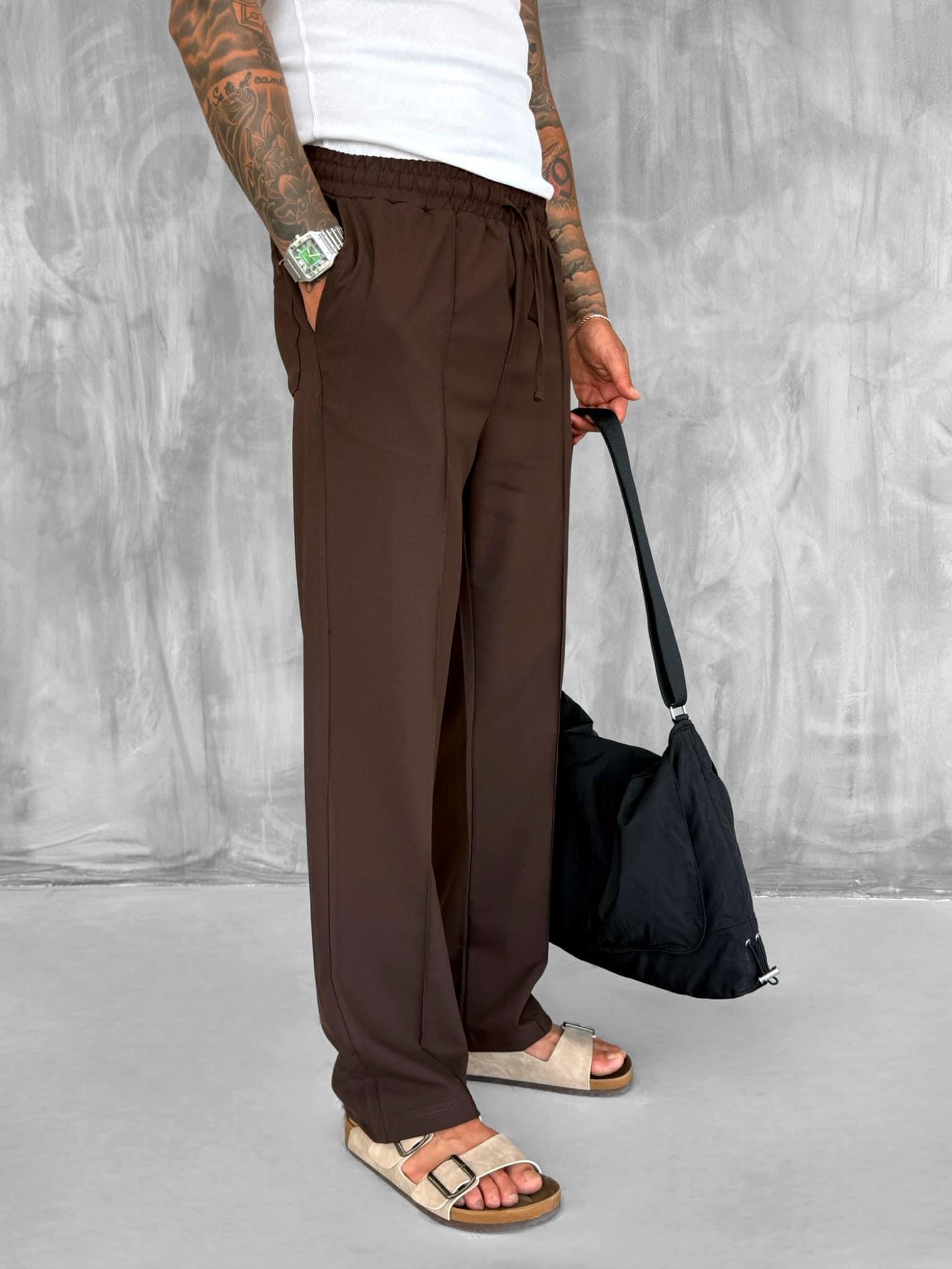 Erkek Beli Lastikli Baggy Pantolon Kahve