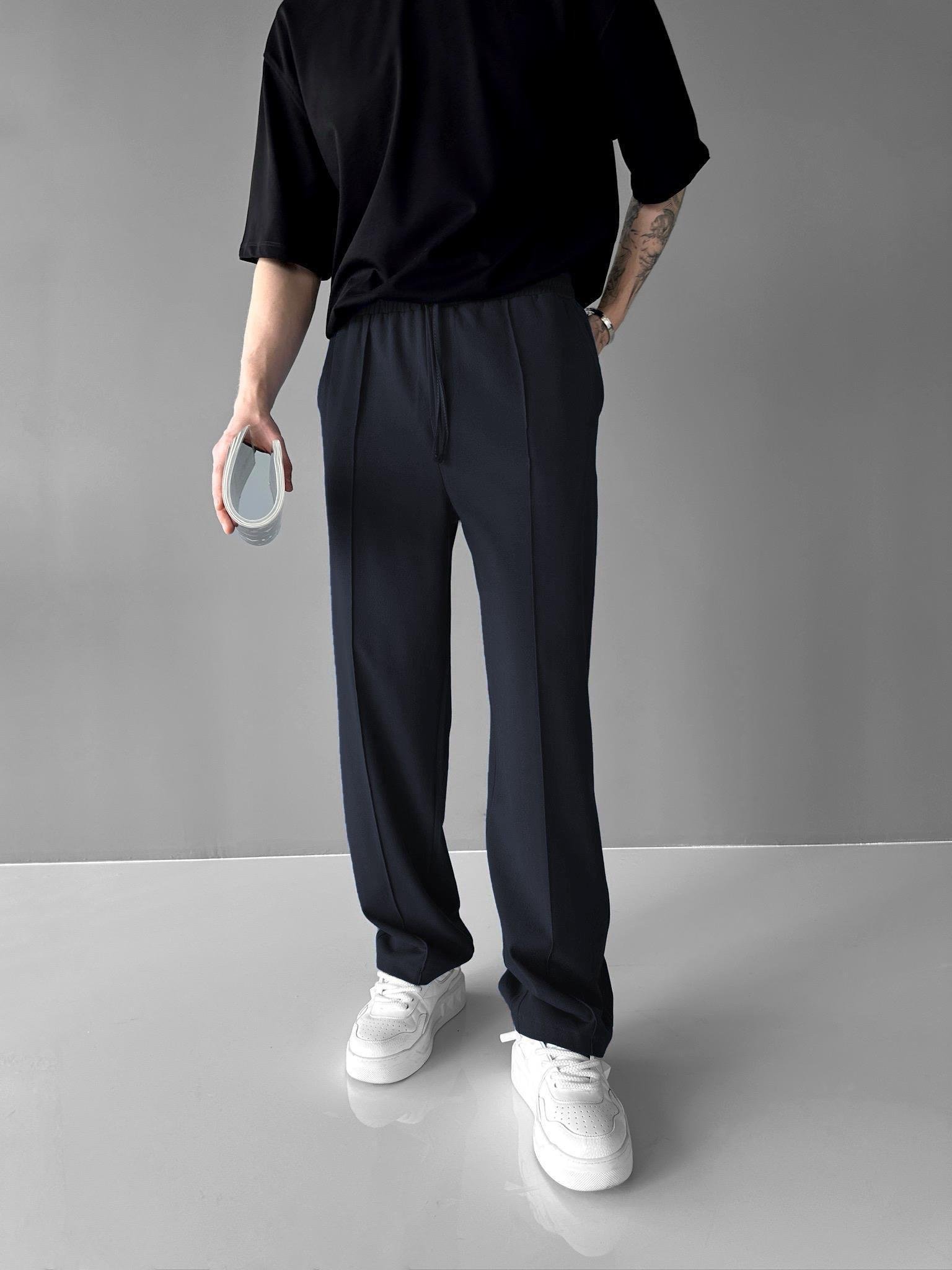 Erkek Beli Lastikli Baggy Pantolon Lacivert