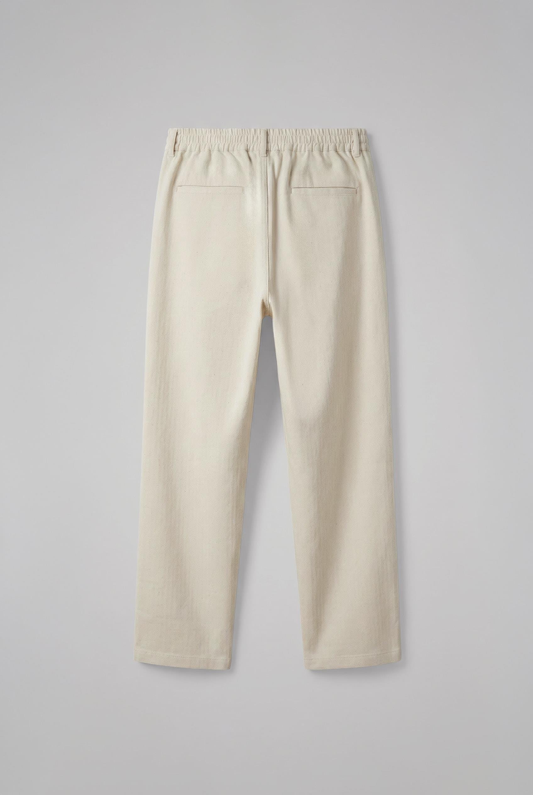 Erkek Beli Lastikli Desenli Baggy Pantolon Bej