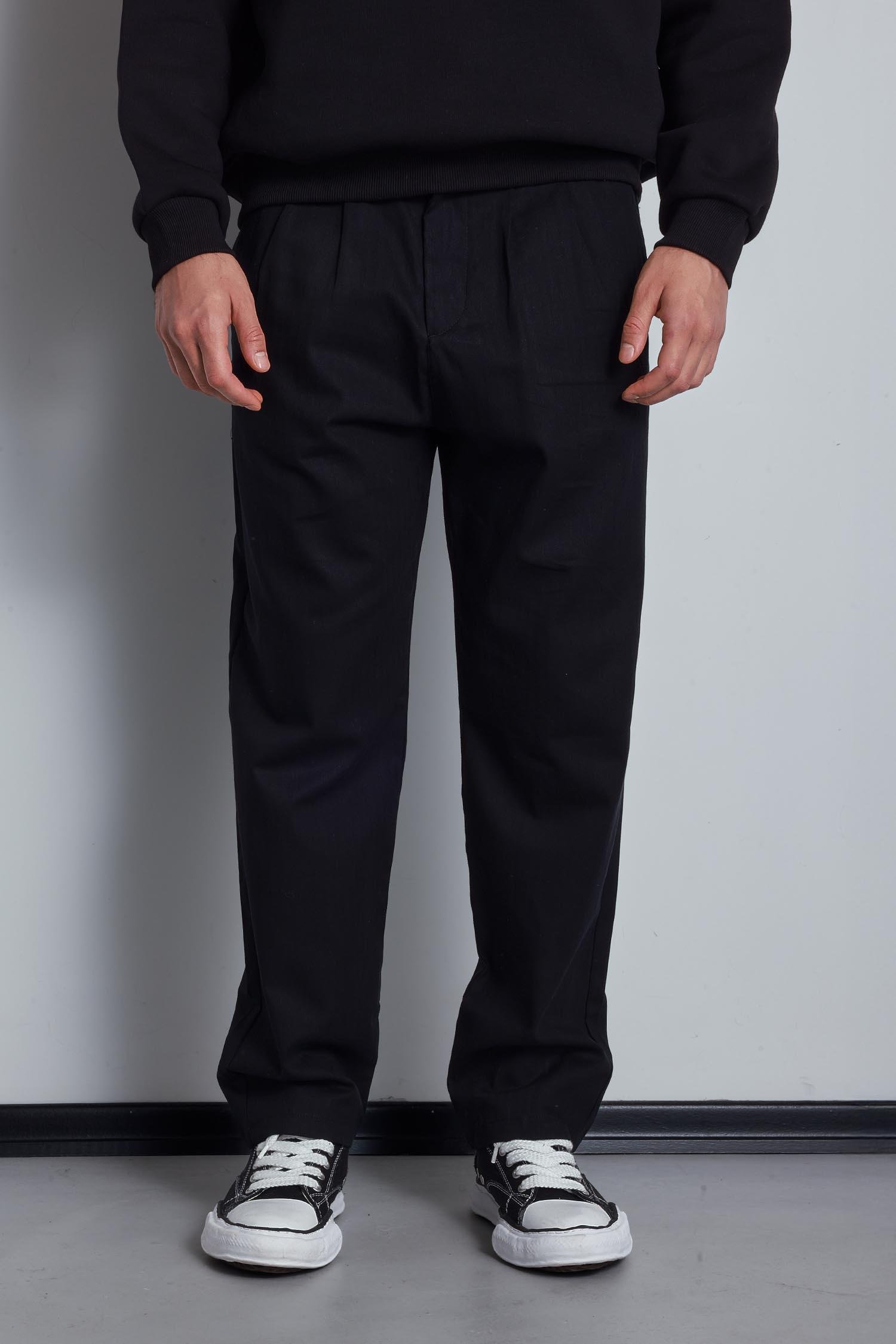 Erkek Beli Lastikli Desenli Baggy Pantolon Siyah