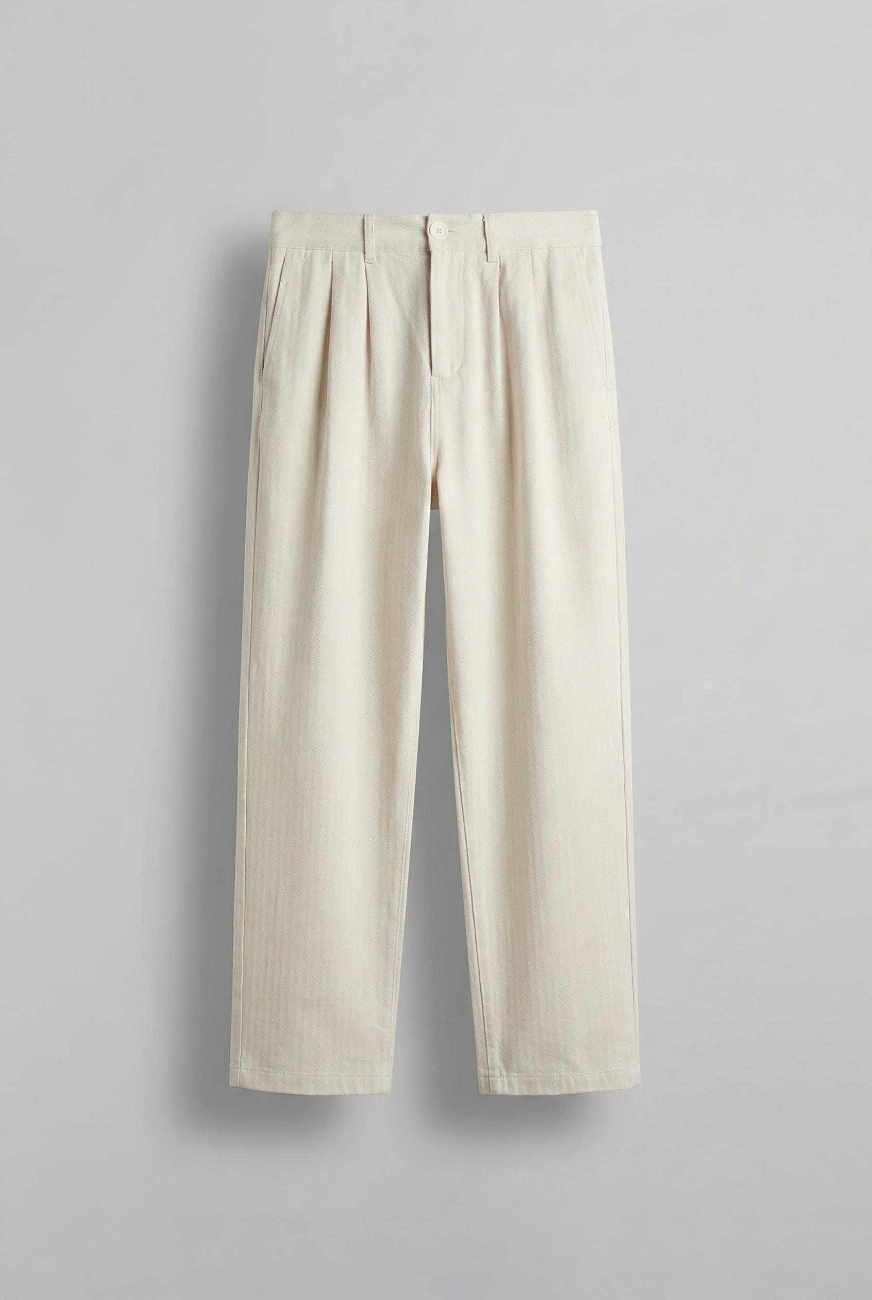 Erkek Beli Lastikli Desenli Baggy Pantolon Bej