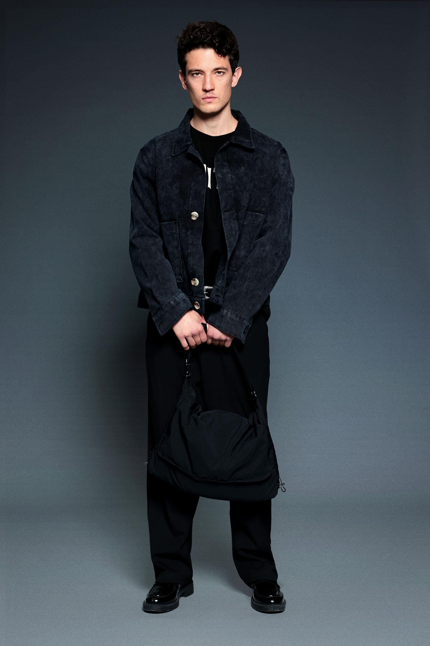 Erkek Boxy Fit Düğmeli Cepli Ceket Siyah