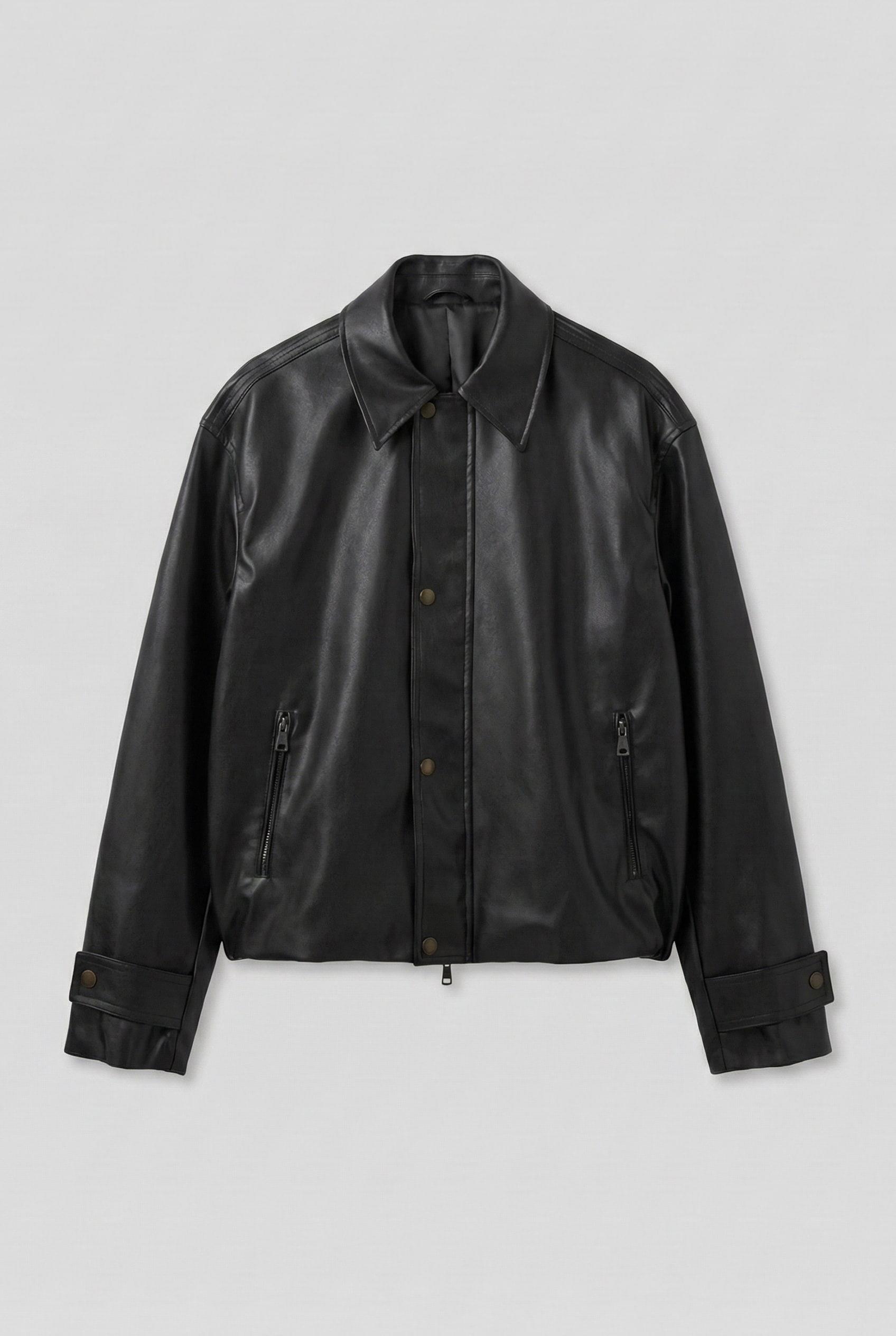 Erkek Boxy Fit Geniş Kesim Premium Deri Ceket Siyah