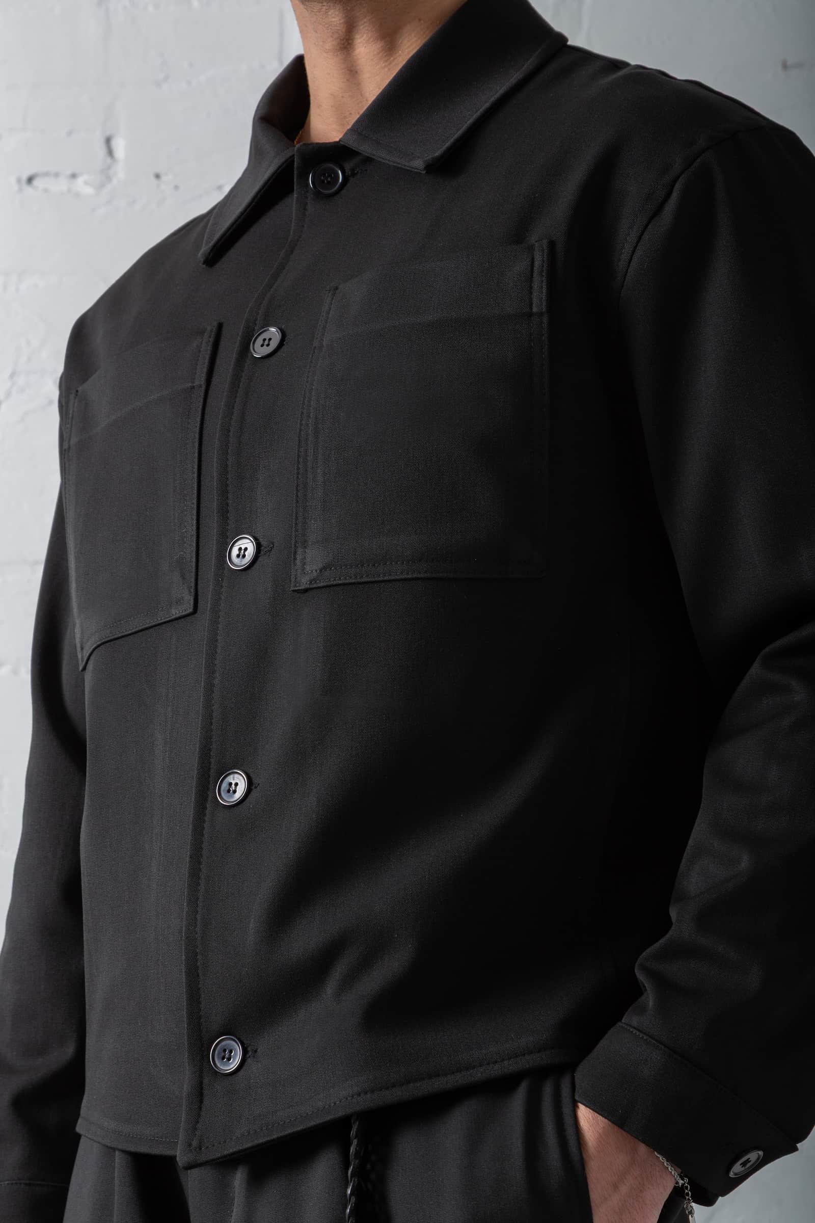 Erkek Boxy Fit Önü Cepli İnce Ceket Siyah