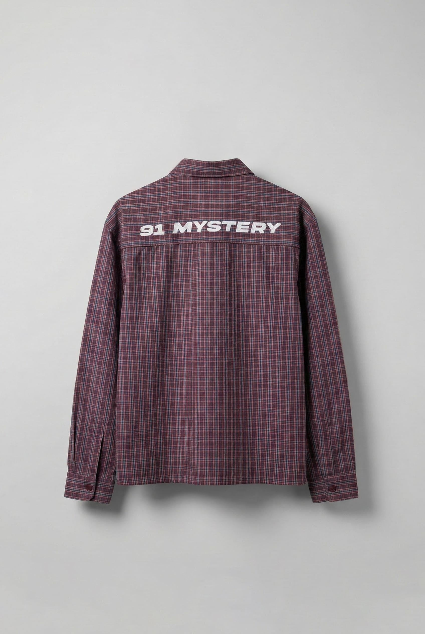 Erkek Boxy Fit Oversize Ekose Uzun Kollu Gömlek Bordo