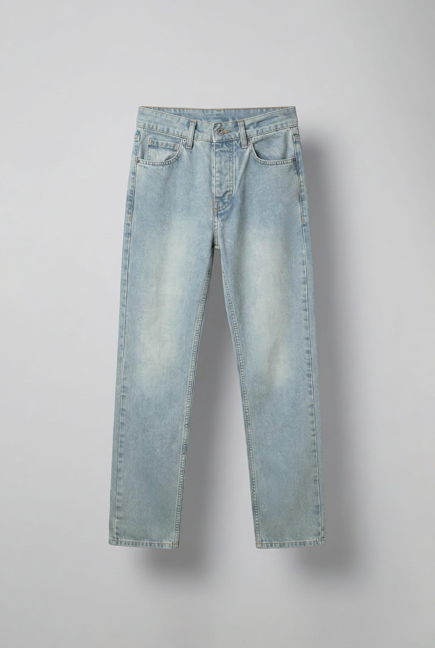 Erkek Boyfriend Fit %100 Pamuk Jean Pantolon Buz Mavi