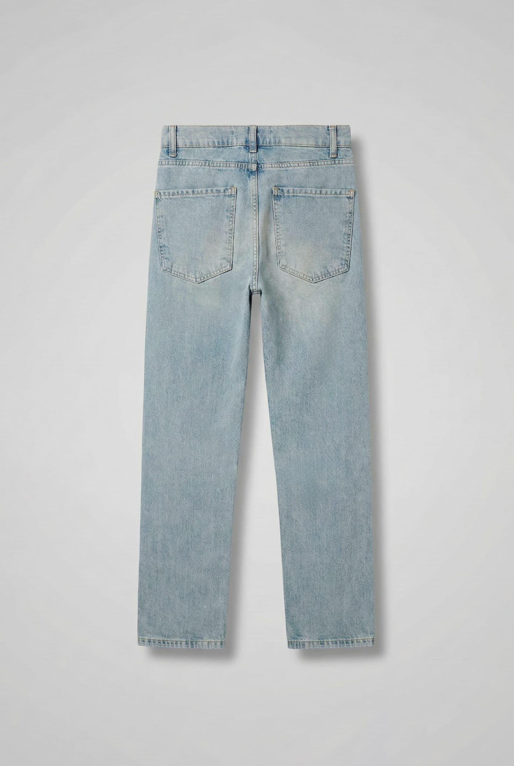 Erkek Boyfriend Fit %100 Pamuk Jean Pantolon Buz Mavi