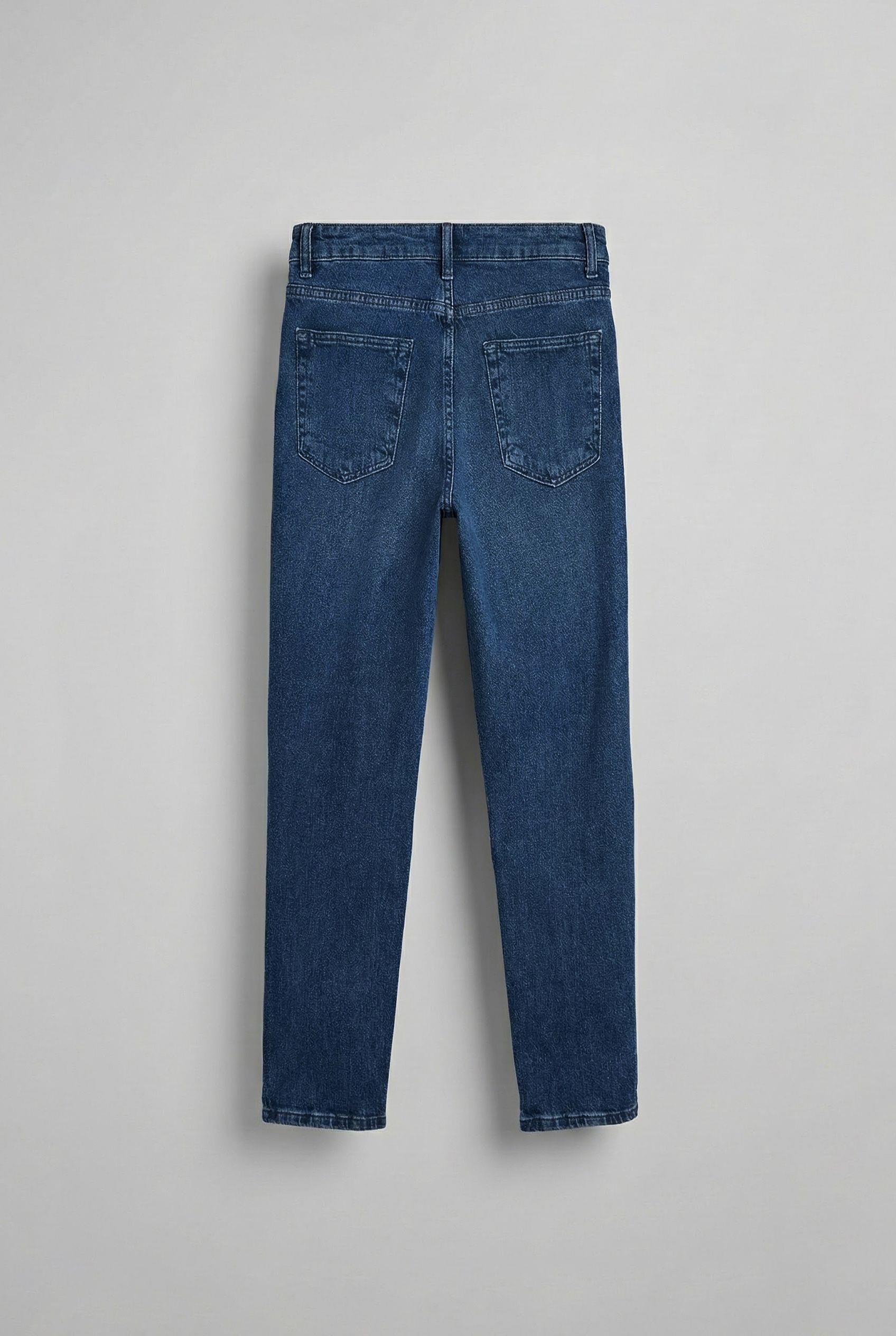 Erkek Boyfriend Kalıp Yıpratılmış Jean Pantolon Koyu Mavi