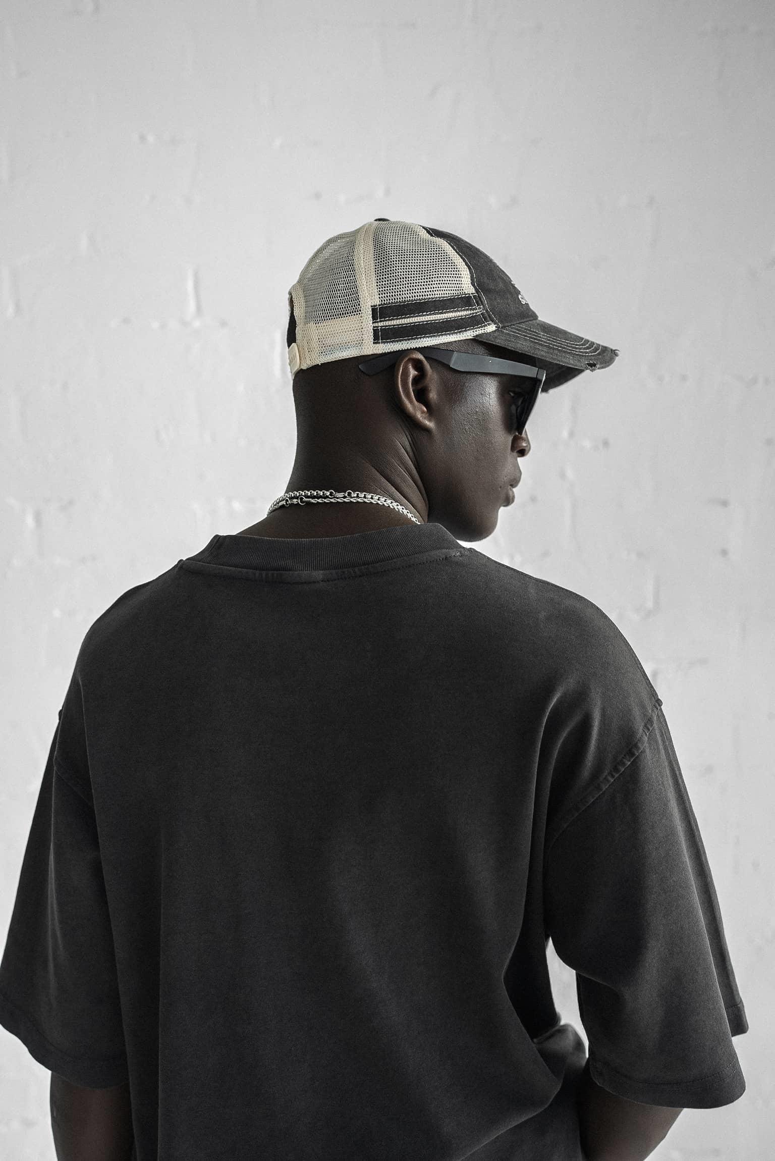 Erkek Catch Minimal Baskılı Oversize T-Shirt Siyah