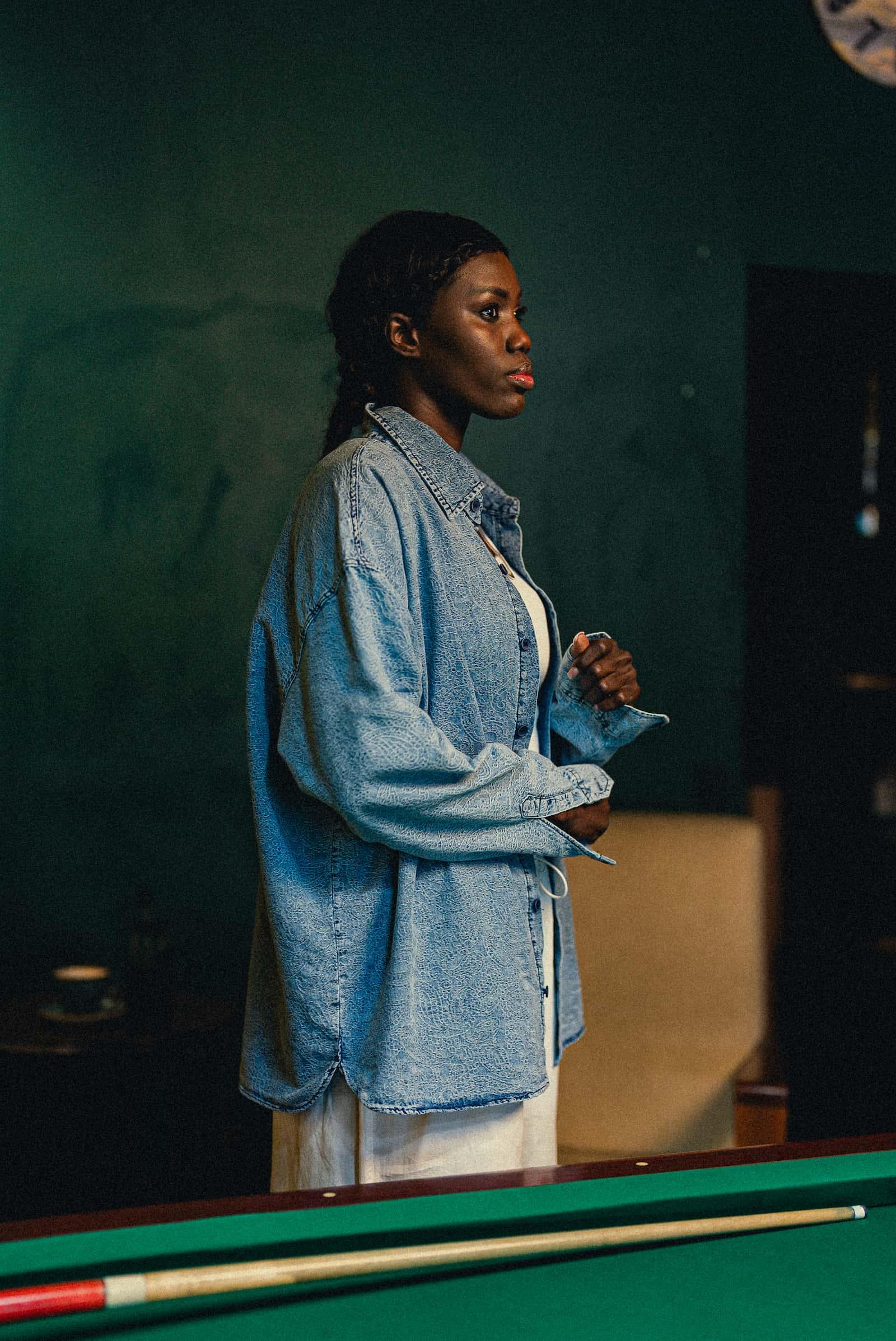 Erkek Denim Görünümlü Desenli Regular Fit Gömlek Mavi