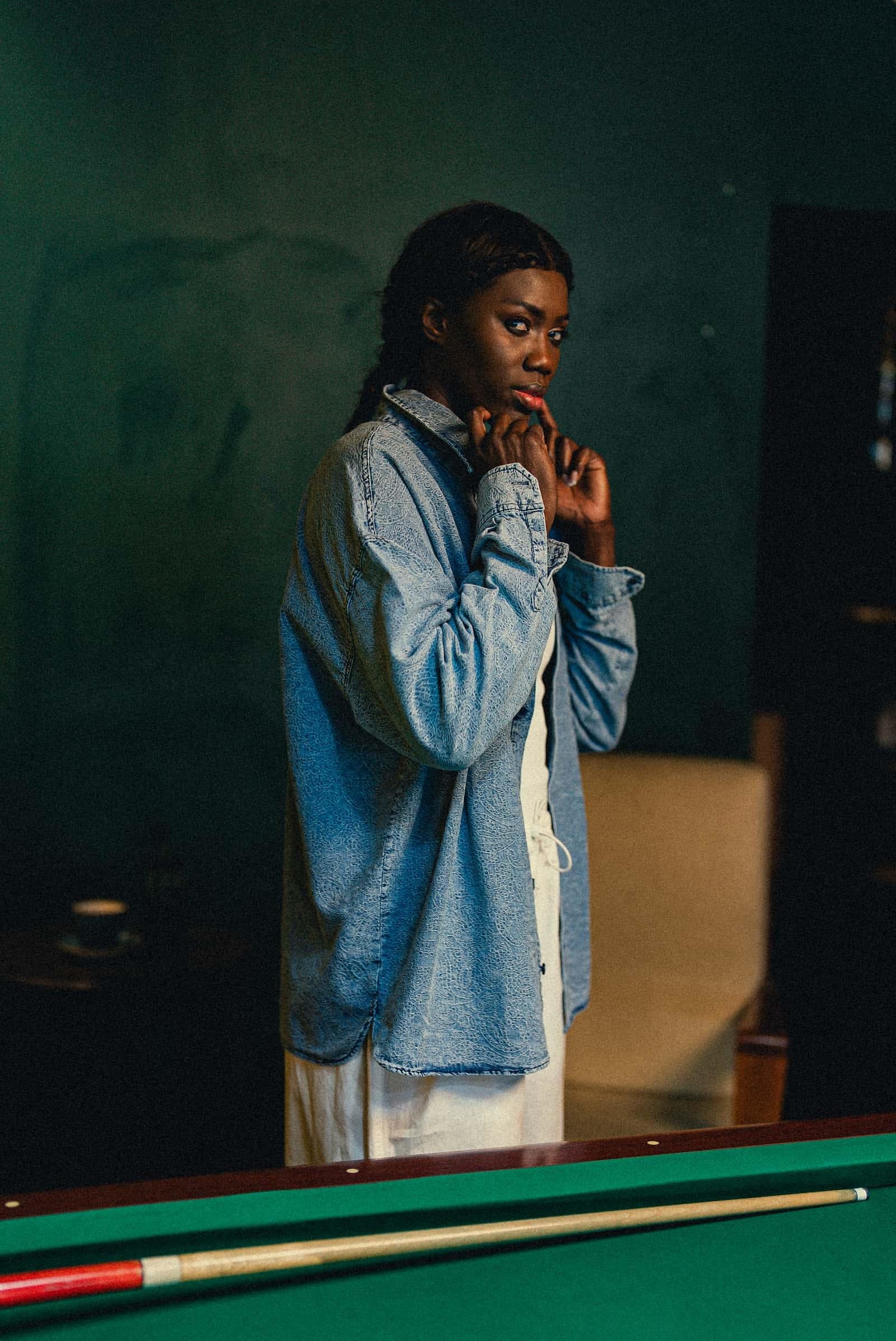 Erkek Denim Görünümlü Desenli Regular Fit Gömlek Mavi