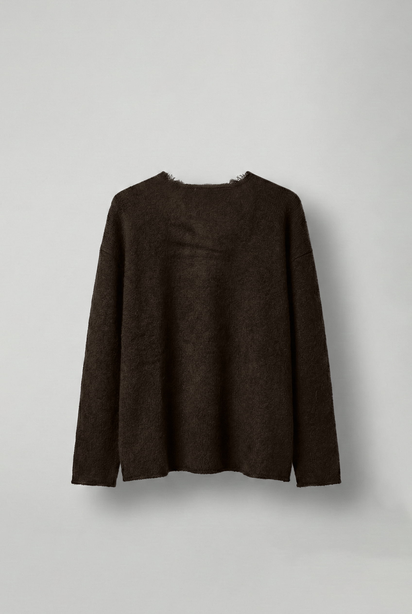 Erkek Dokulu Oversize Kazak Kahverengi