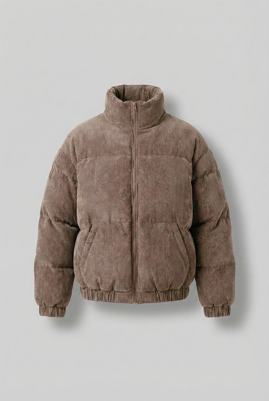 Erkek Dolgulu Fitilli Kadife Mont Açık Kahve