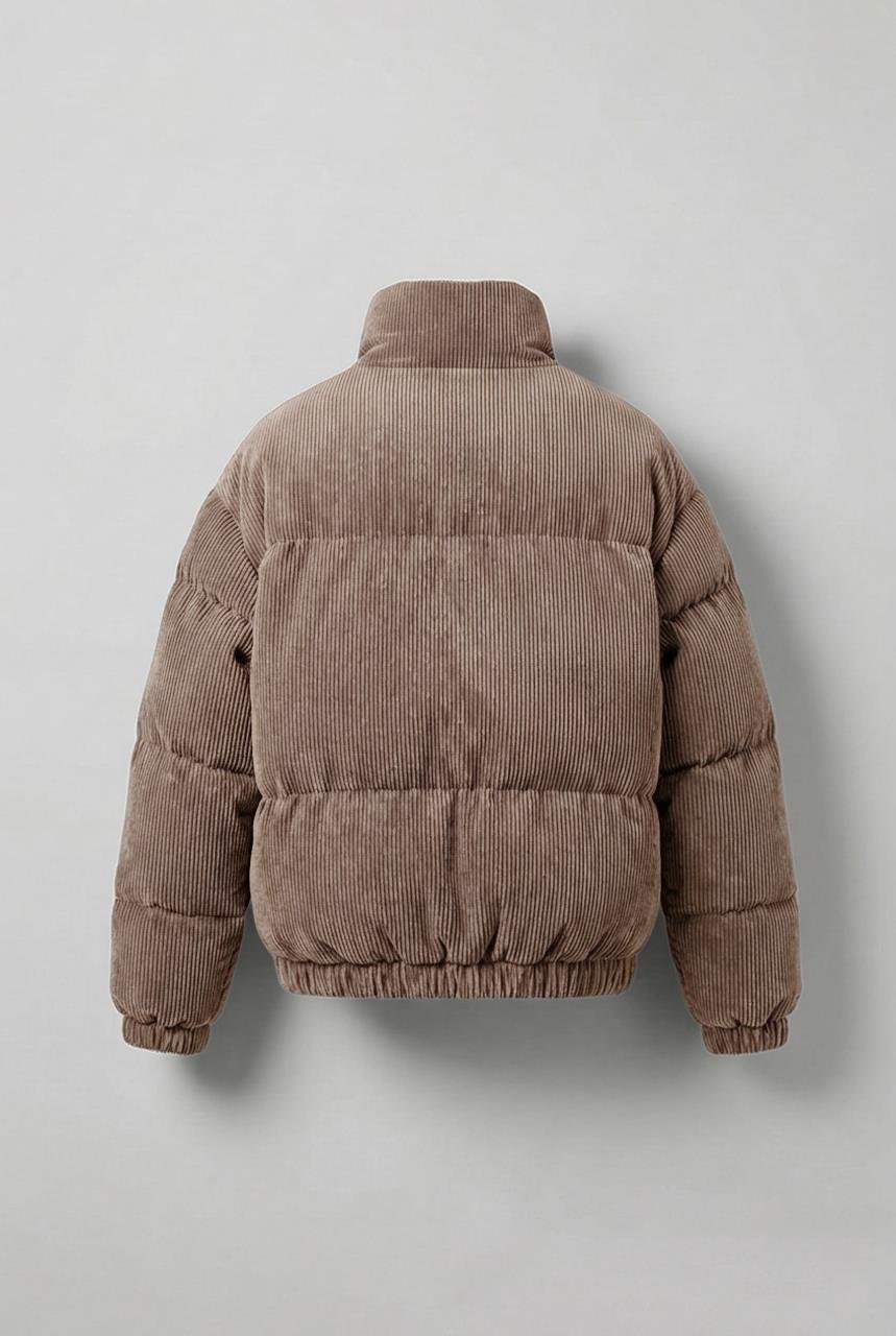 Erkek Dolgulu Fitilli Kadife Mont Açık Kahve