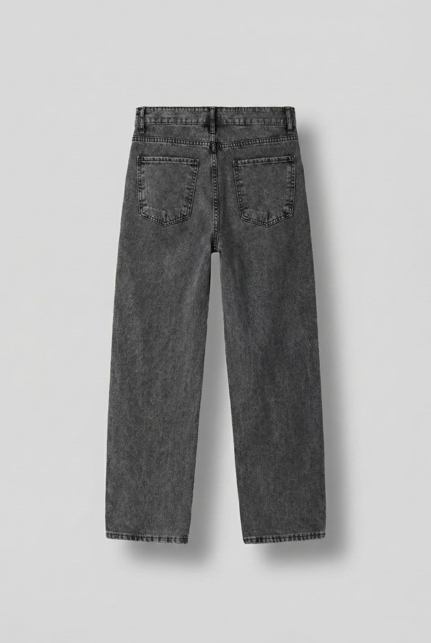 Erkek Erkek Baggy Fit Beli Bağcıklı Jean Pantolon Gri