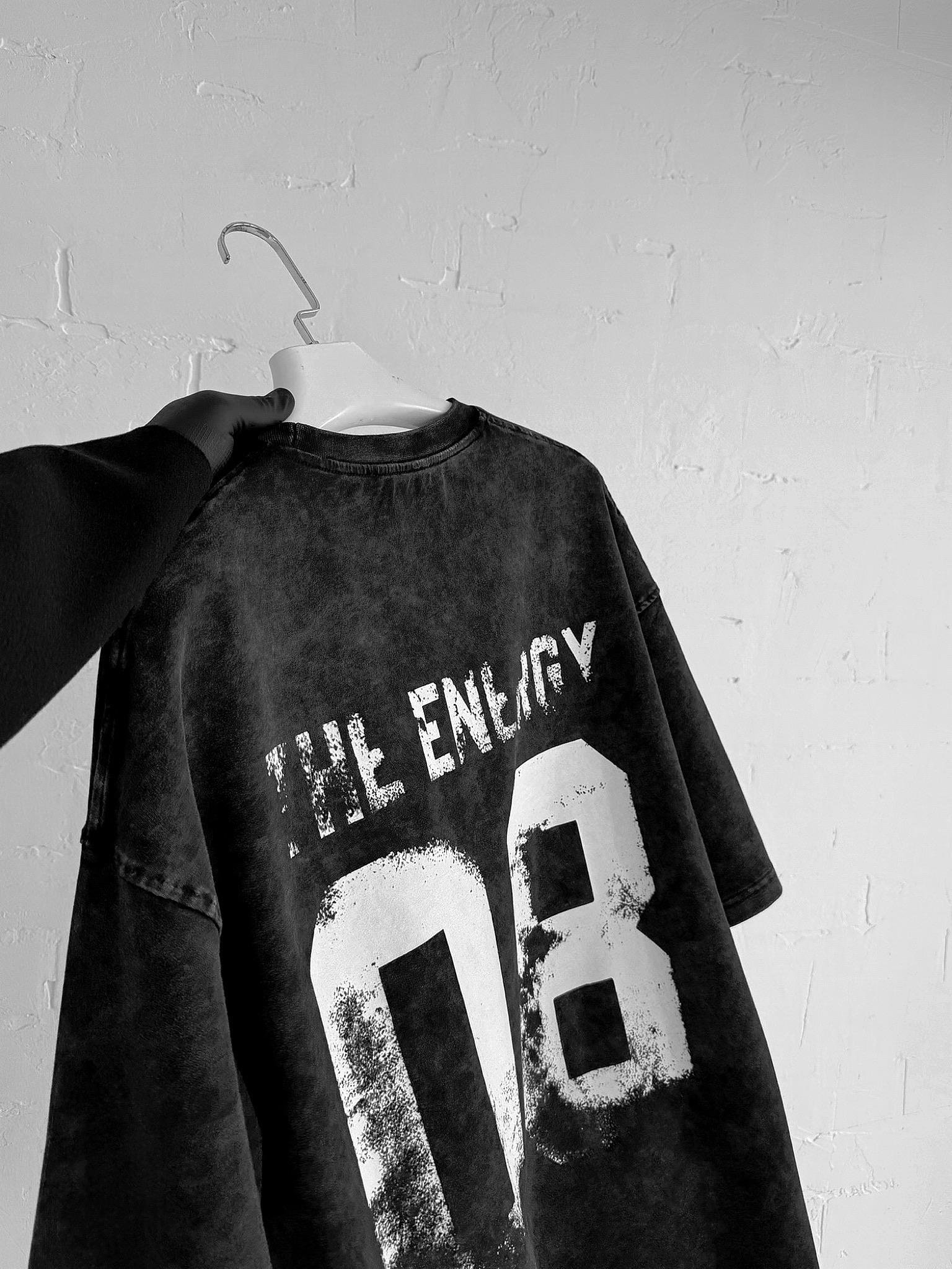 Erkek Eskitme Efektli Yıkamalı Baskılı Oversize T-Shirt Siyah