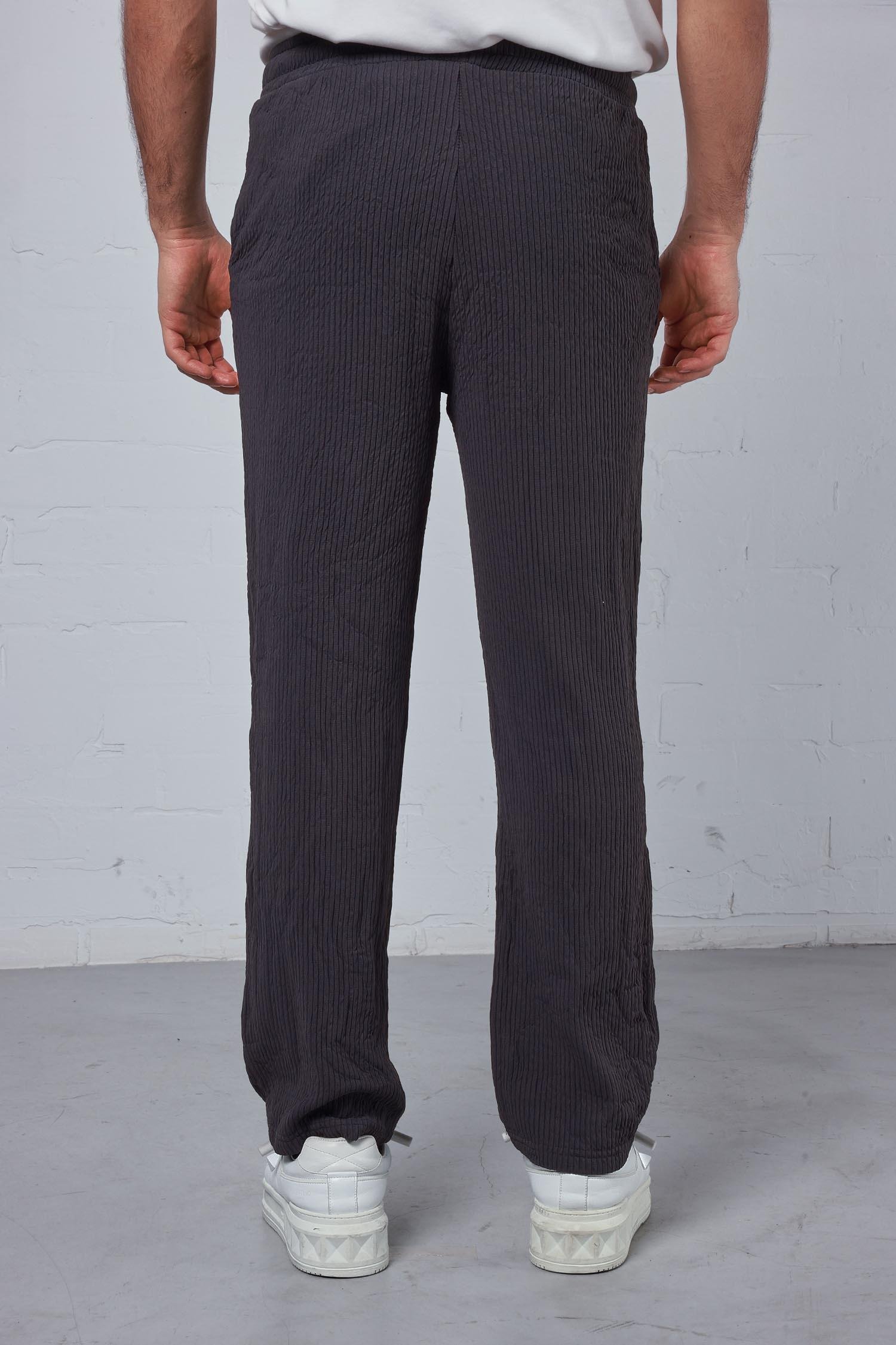 Erkek Fitilli Baggy Fit Rahat Eşofman Antrasit