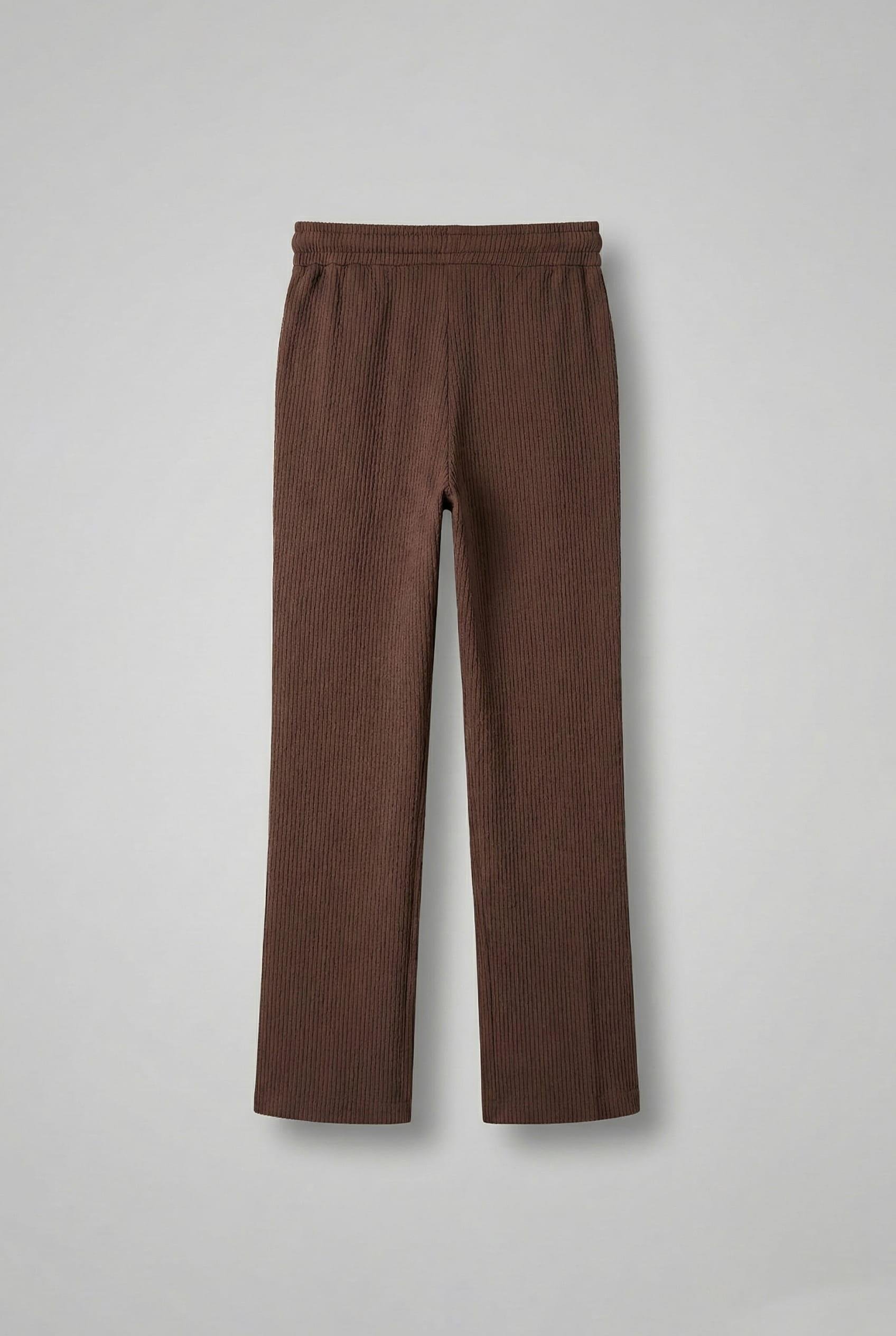 Erkek Fitilli Baggy Fit Rahat Eşofman Kahverengi