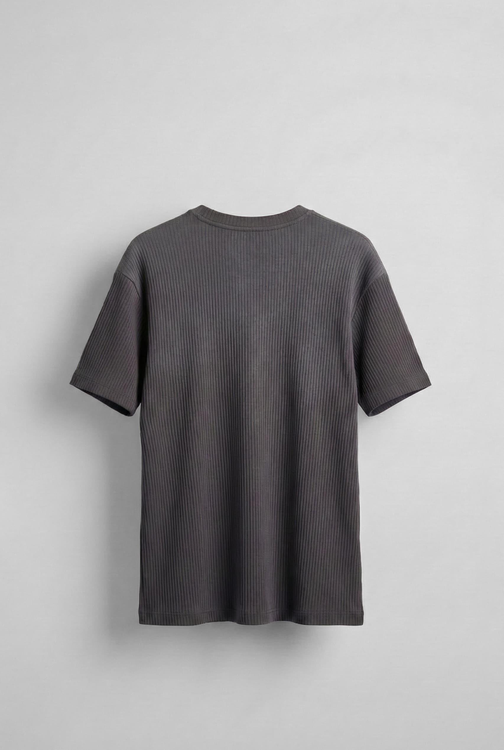 Erkek Fitilli Yıkamalı Renk Geçişli Oversize T-Shirt Antrasit Beyaz