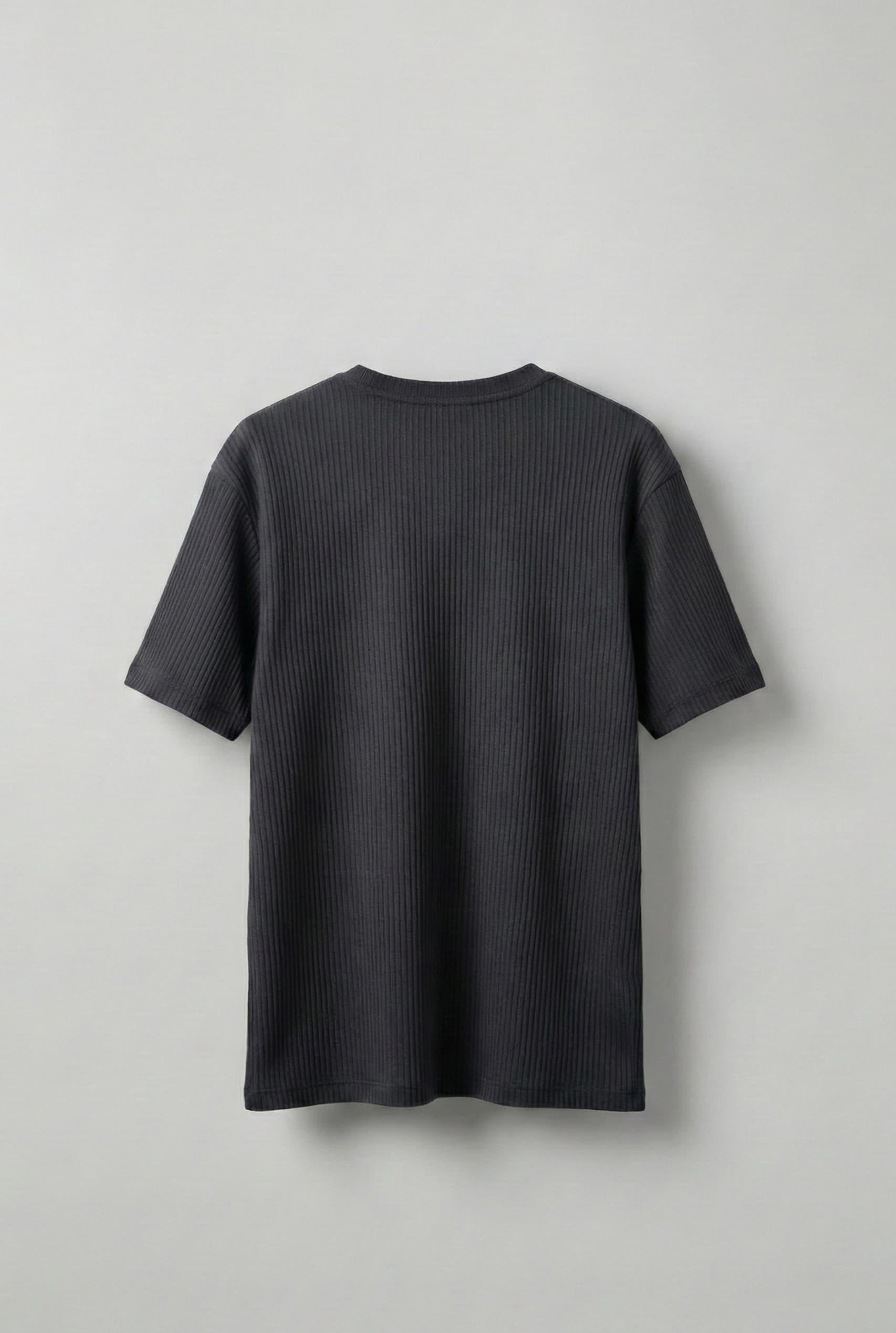 Erkek Fitilli Yıkamalı Renk Geçişli Oversize T-Shirt Siyah Beyaz