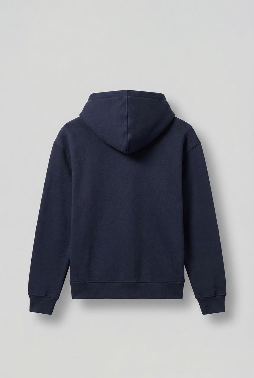 Erkek Kabartmalı Baskılı Kapüşonlu Hoodie Lacivert