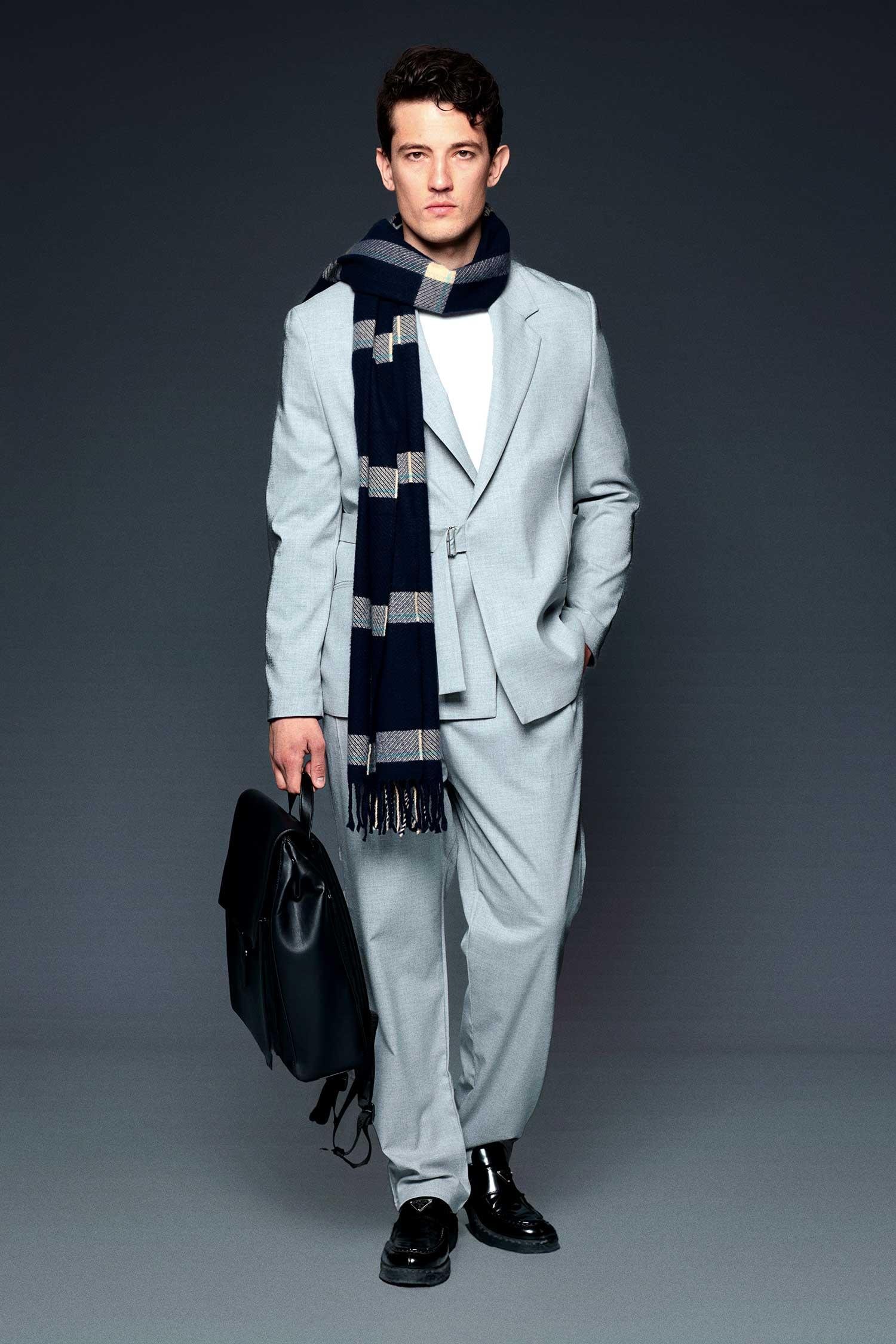 Erkek Kemerli Oversize Takım Elbise Gri