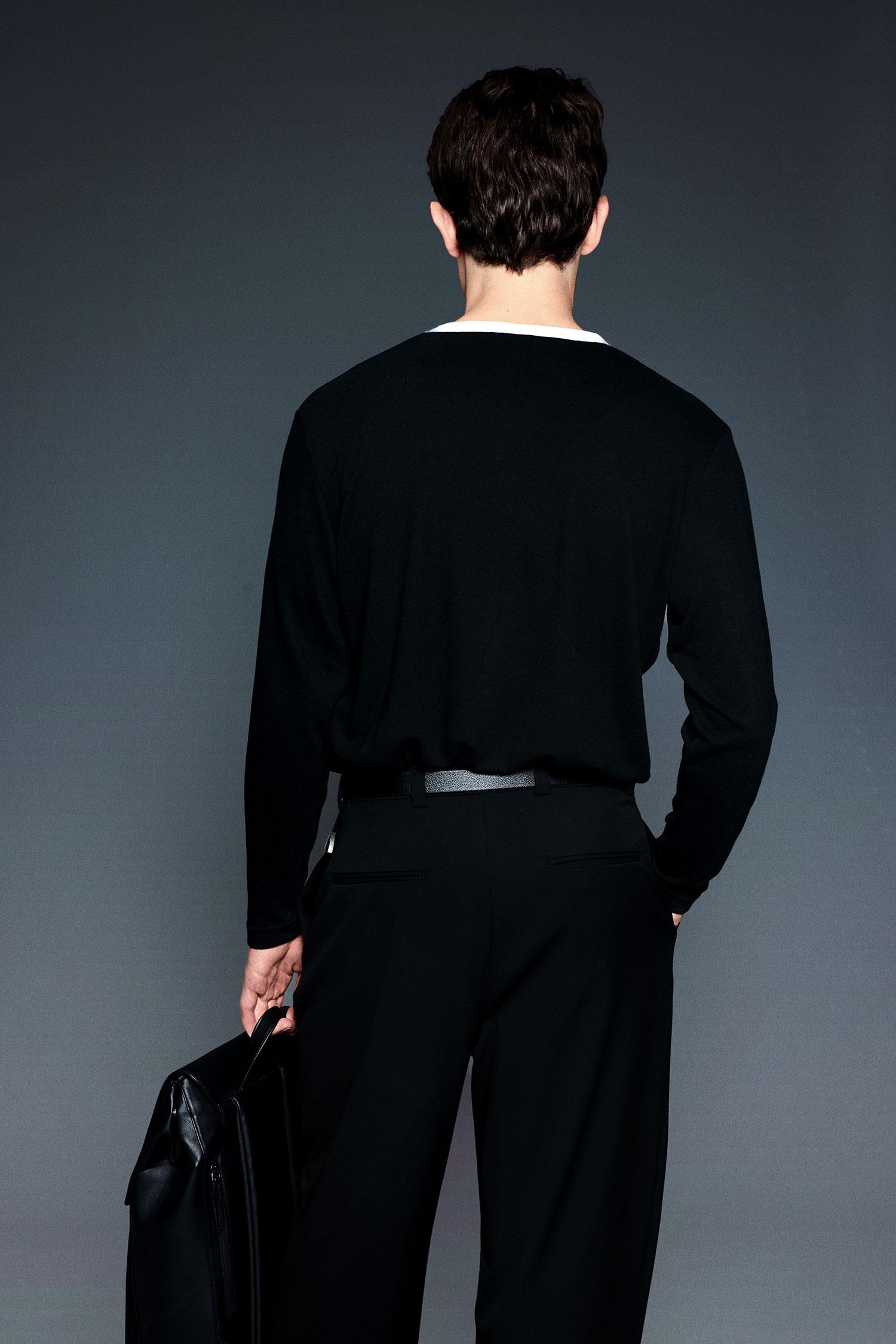 Erkek Kontrast Detaylı Oversize Basic Sweatshirt Siyah