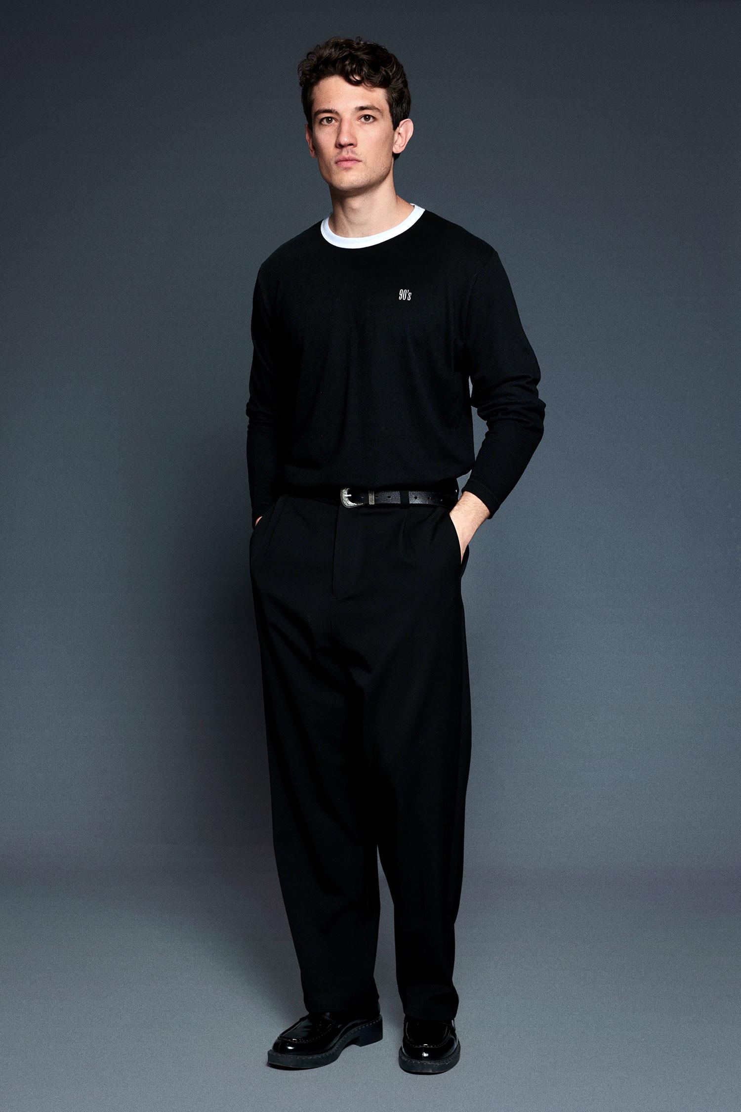 Erkek Kontrast Detaylı Oversize Basic Sweatshirt Siyah