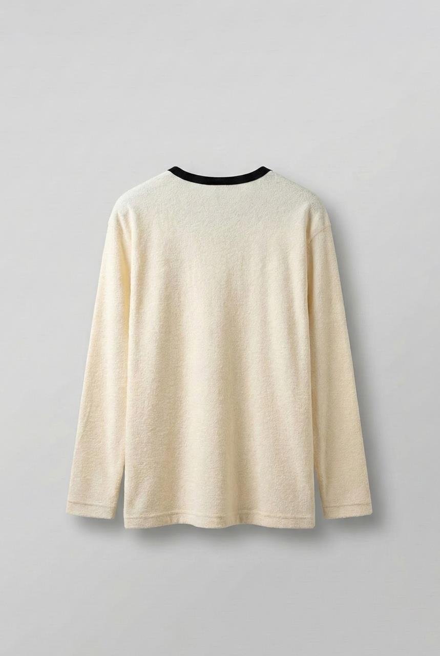 Erkek Kontrast Detaylı Oversize Basic Sweatshirt Krem